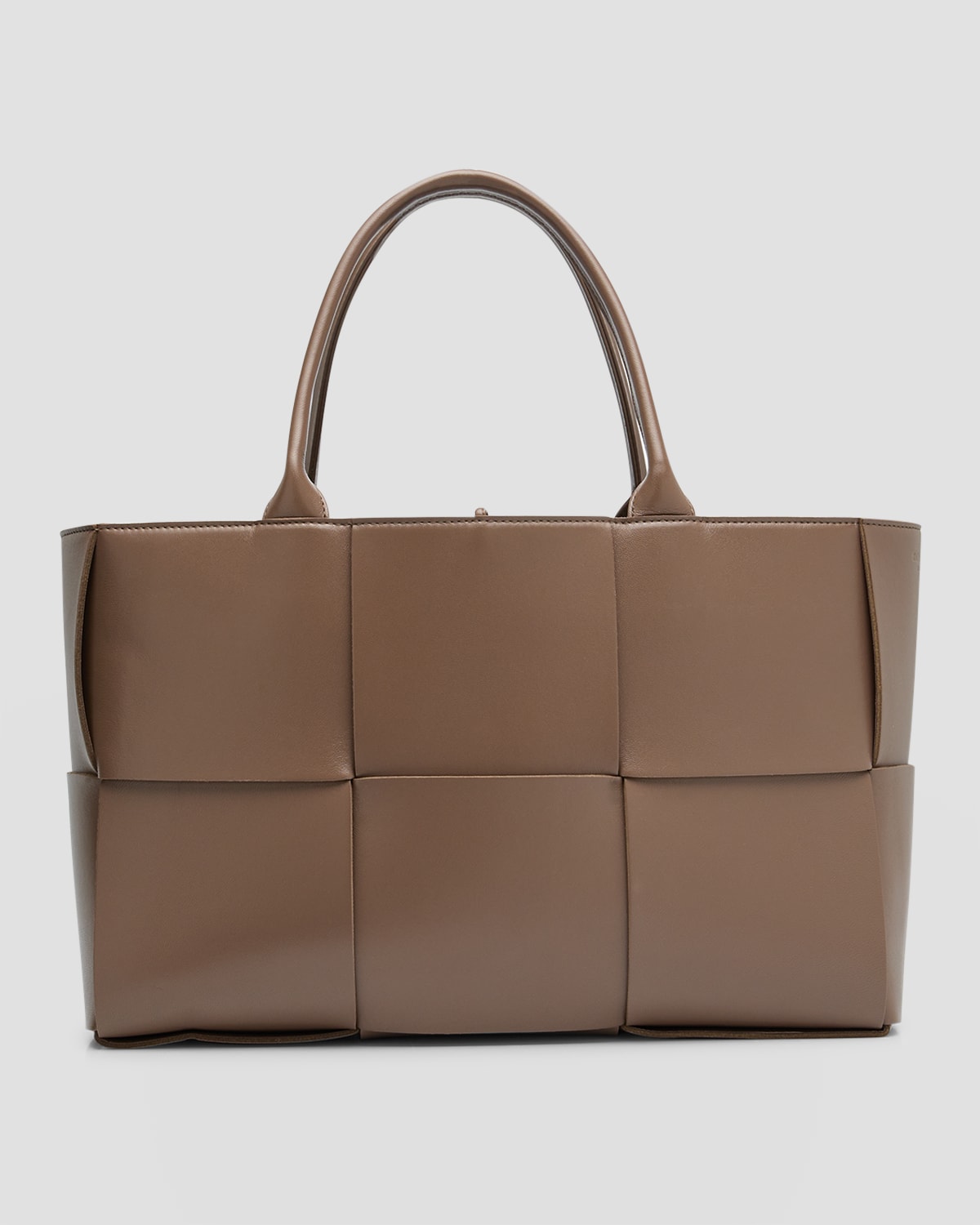 Bottega Veneta Arco Medium Intrecciato Napa Tote Bag In Taupe Grey-gold