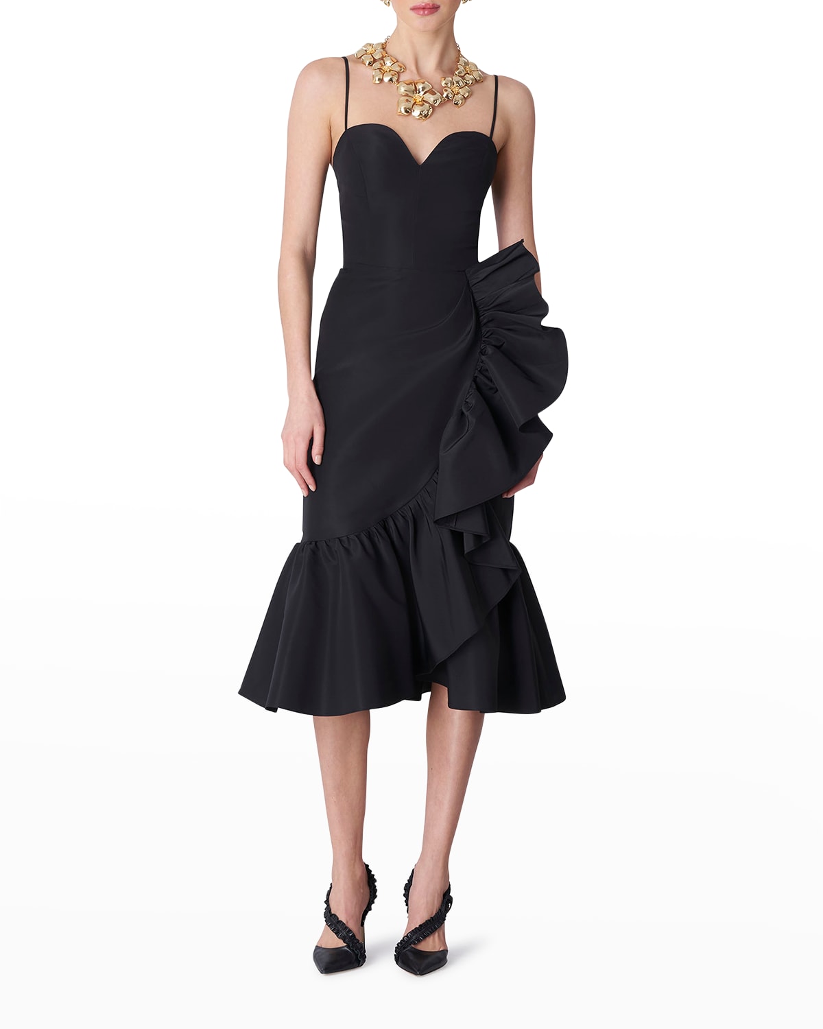 Sweetheart Cascading Ruffle Midi Dress
