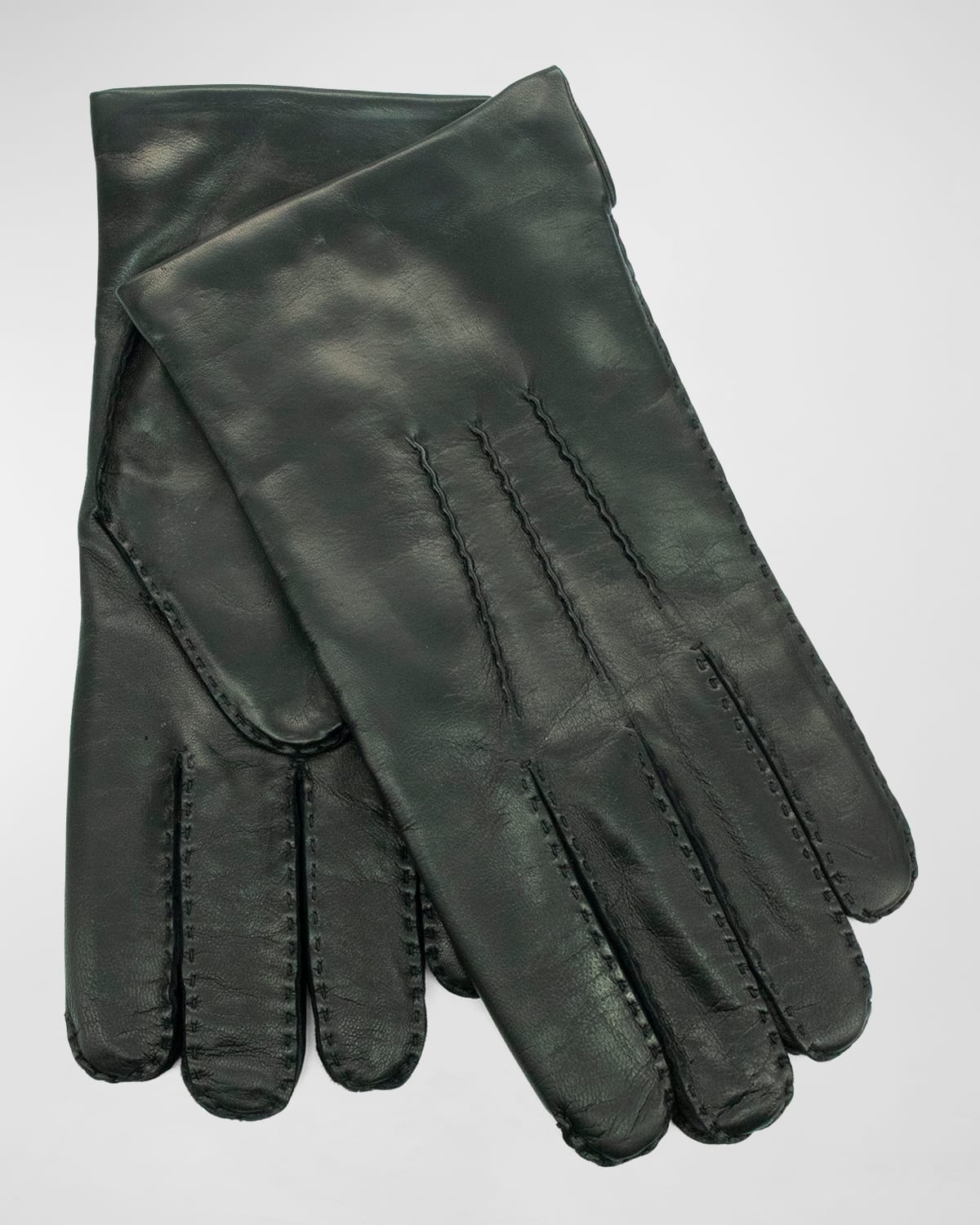 Portolano Men's Handsewn Napa Leather Gloves In Black/black