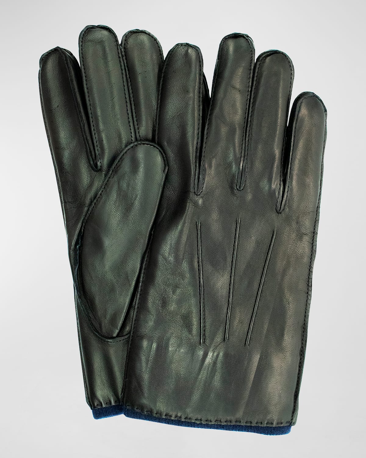 Portolano Men's Cashmere-lined Leather Gloves In Black/blue