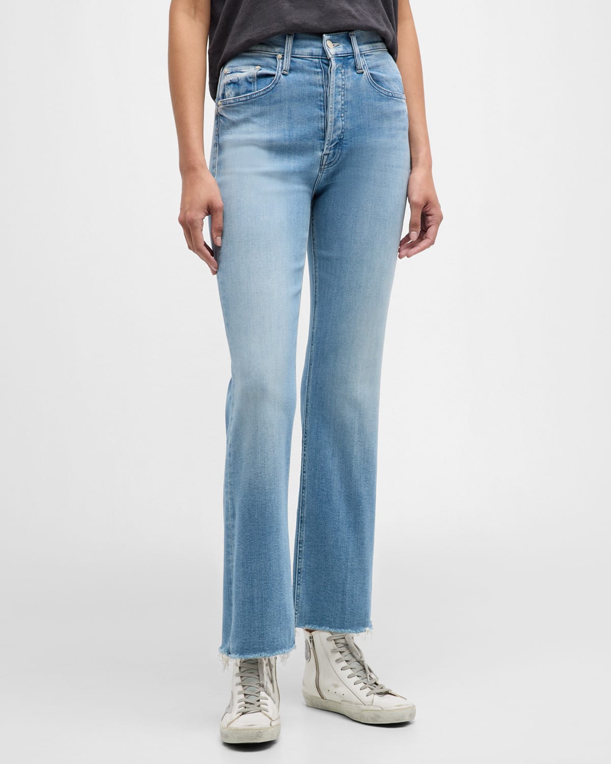 Shop Mother The Tripped Ankle Fray Straight Leg Jeans In All Over The Map