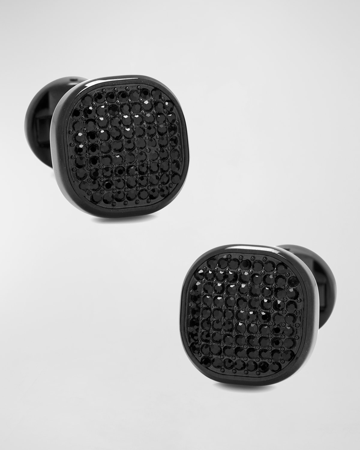 Cufflinks, Inc Black Stainless Steel Black Pave Crystal Cufflinks In Black