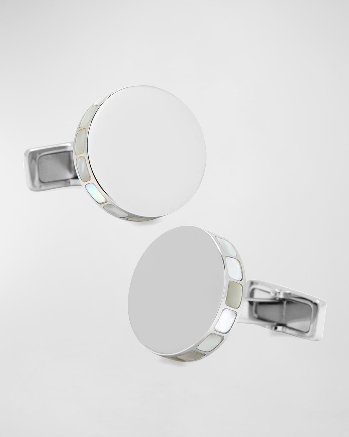 Cufflinks, Inc Stainless Steel Mother-of-pearl Mosaic Engravable Cufflinks In Silver