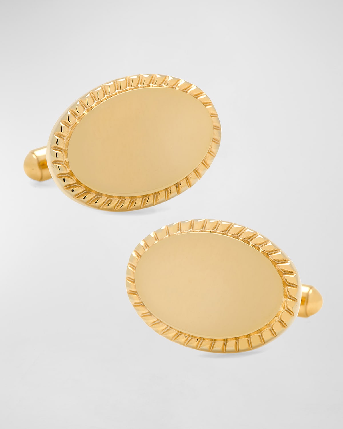 Cufflinks, Inc Ox And Bull Trading Co. Rope Border Oval Engravable Cufflinks In Gold