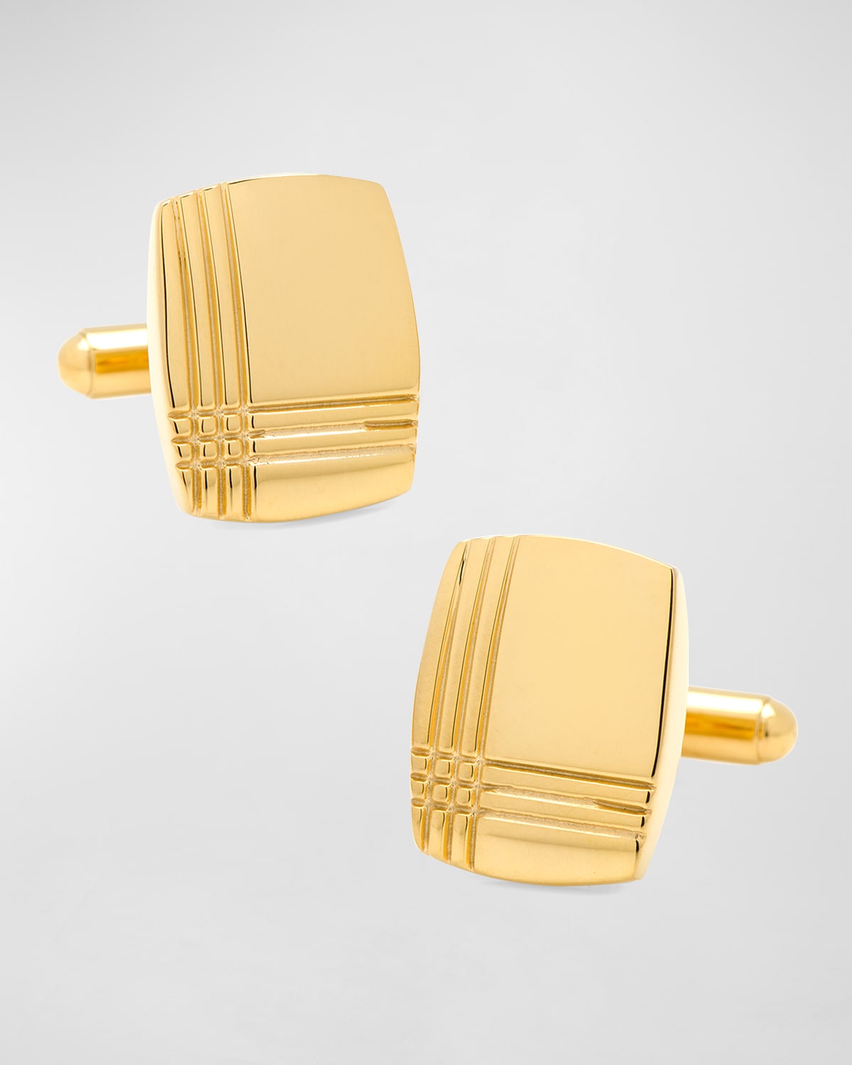 Cufflinks, Inc Stainless Steel Gold Tartan Plaid Cufflinks In Gold