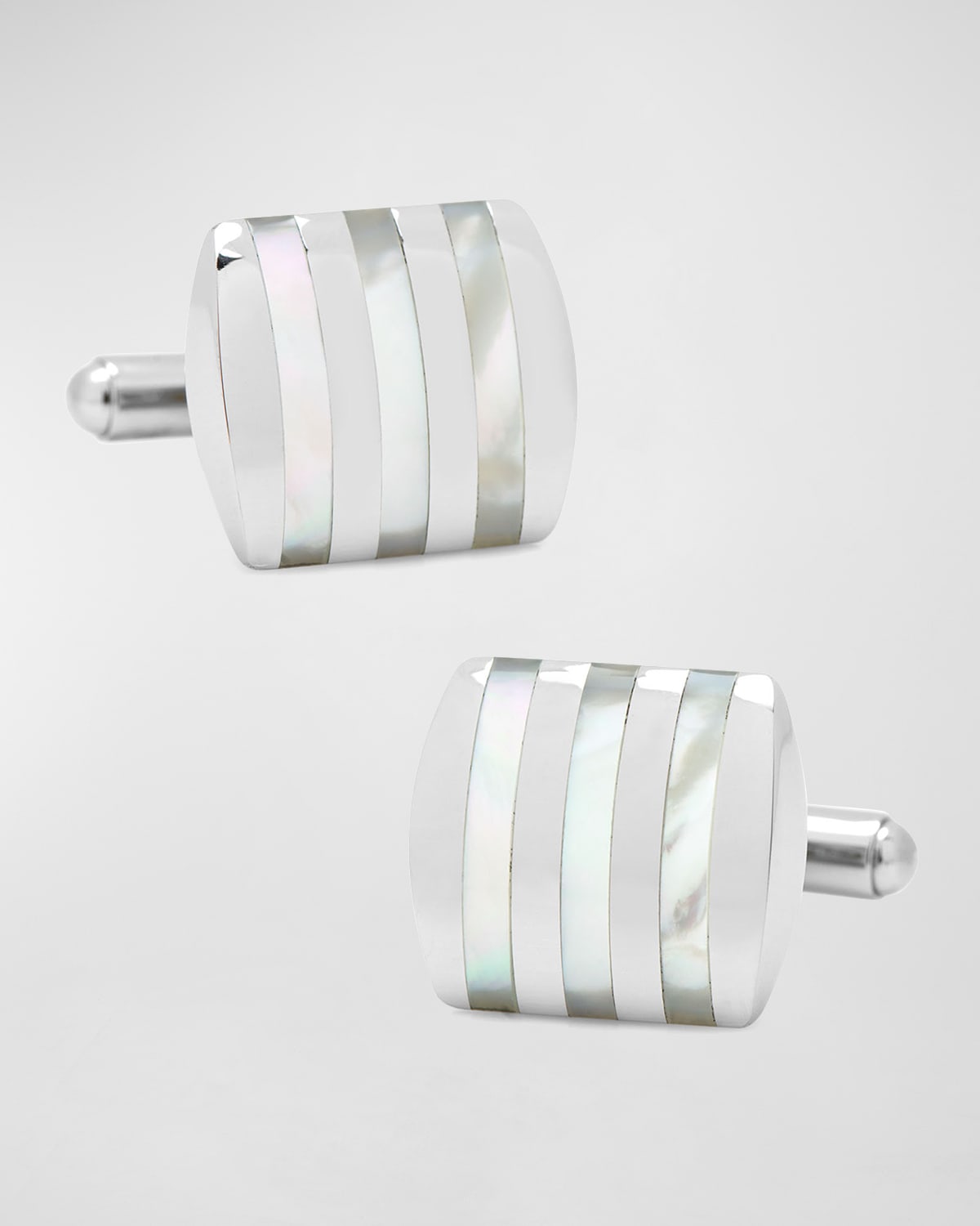 CUFFLINKS, INC STAINLESS STEEL STRIPED MOTHER-OF-PEARL CUFFLINKS