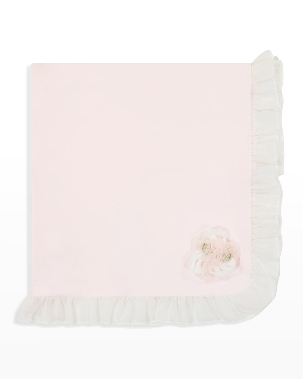 Miniclasix Kids' Girl's Rose Ruffle Cotton Blanket In Pink