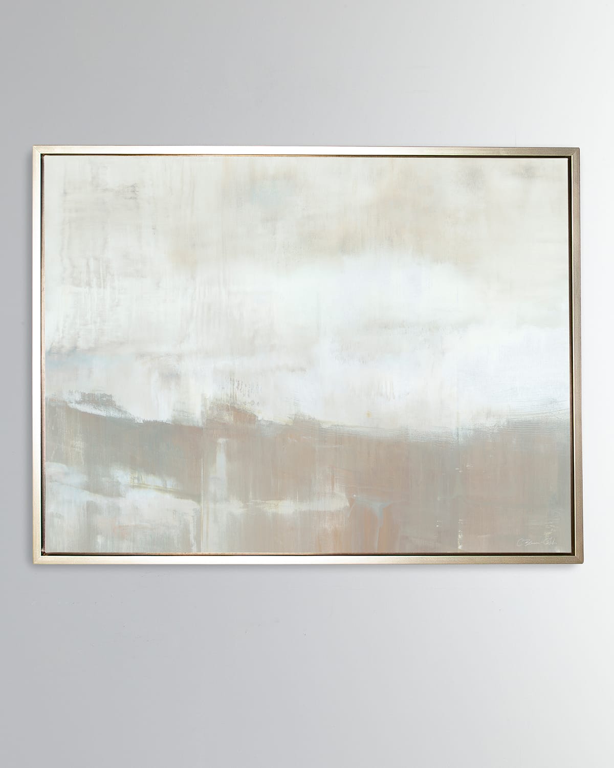 Benson-cobb Studios Higher Ground Giclee By Carol Benson-cobb, Hand-embellished In Sage Green, Cream, Taupe