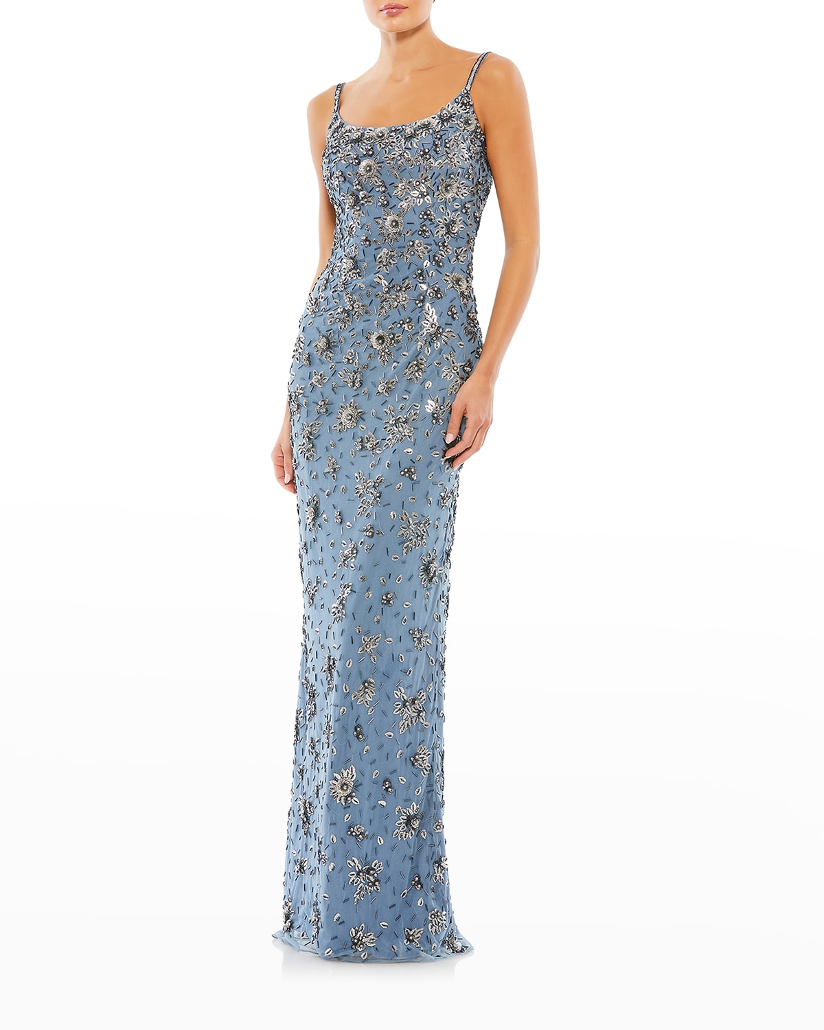 MAC DUGGAL SLEEVELESS FLORAL BEADED GOWN