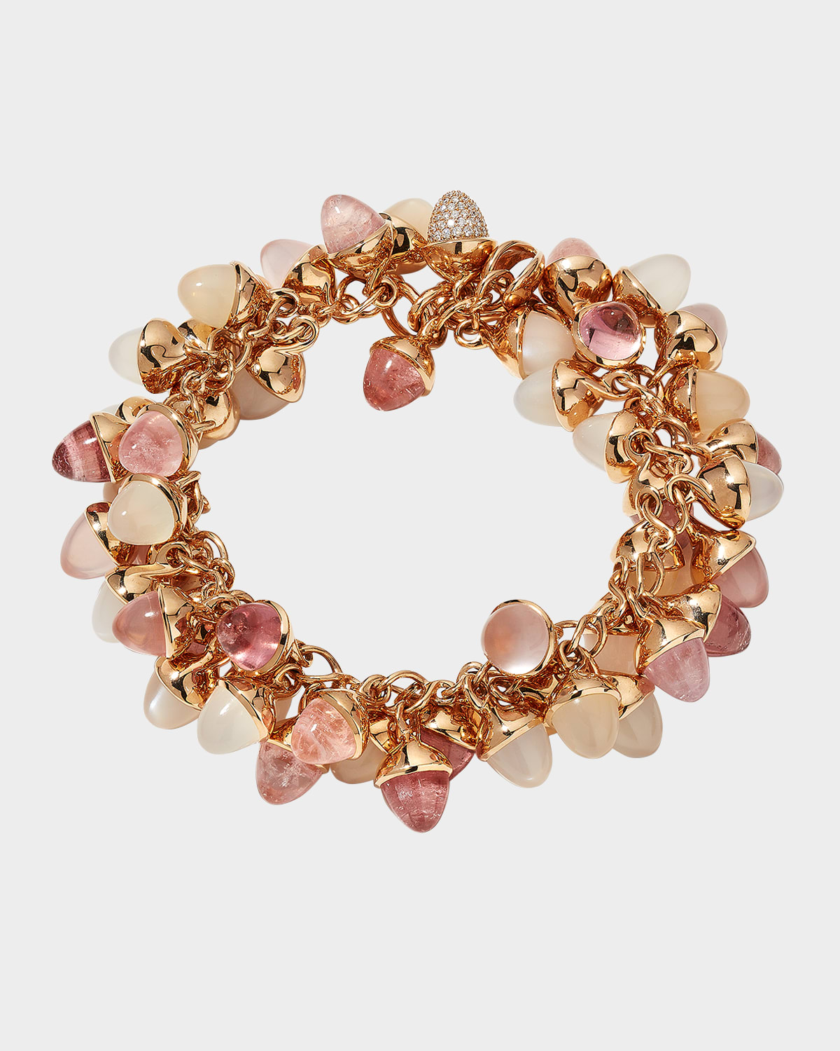 Rose Gold Mikado Flamenco Blush Bracelet with Diamonds