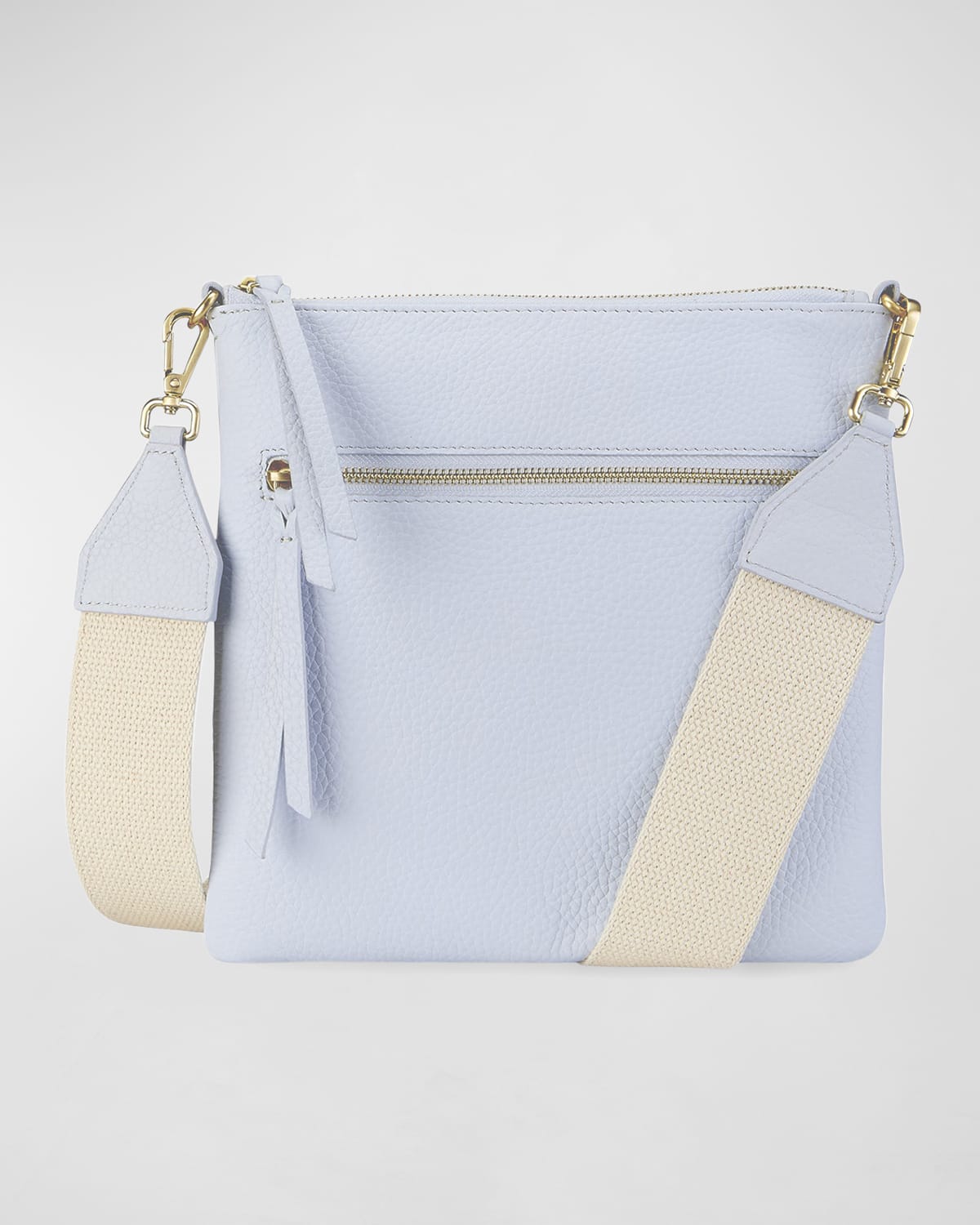 Gigi New York Kit Zip Pebble Leather Crossbody Bag In Periwinkle