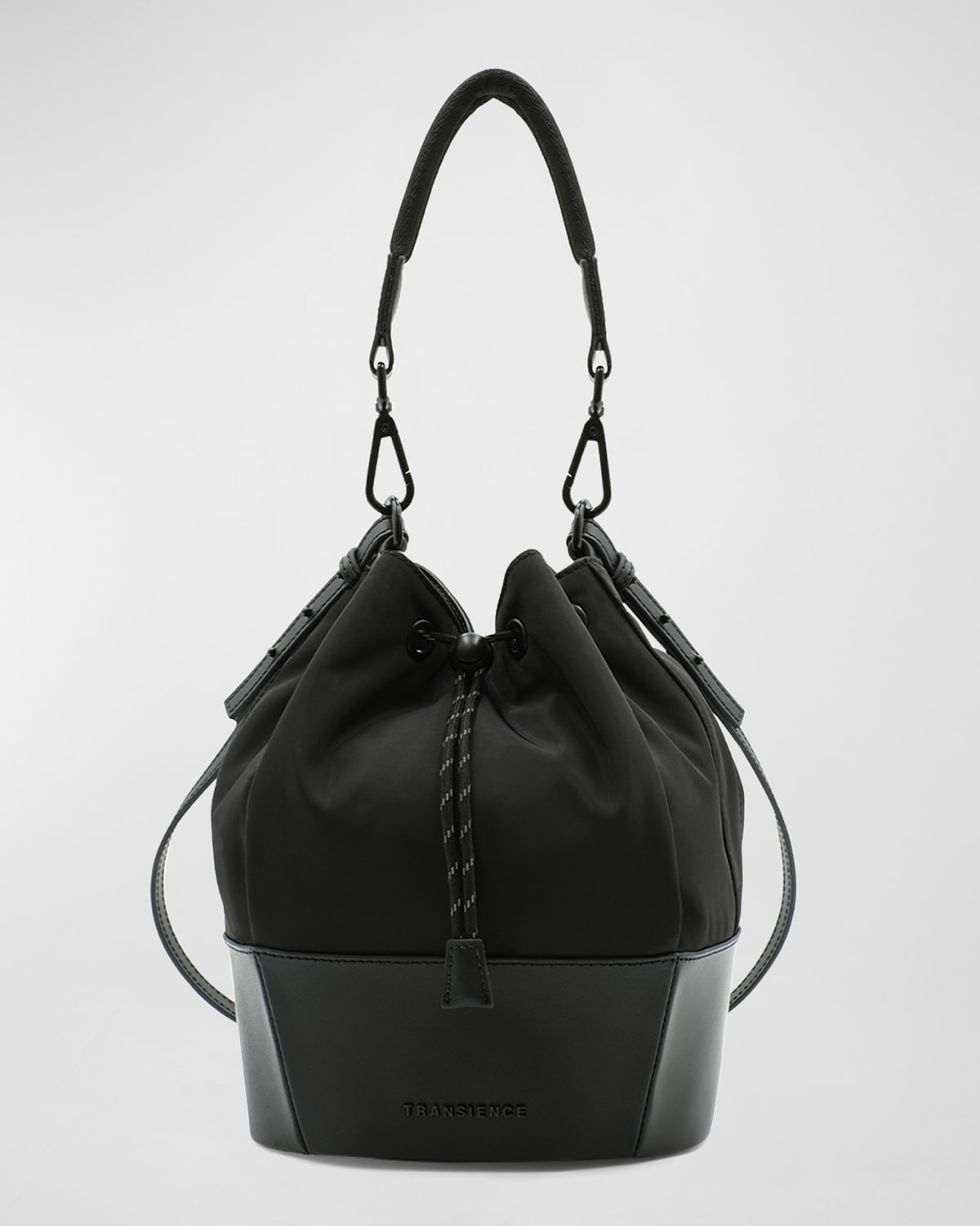 Transience Irl Drawstring Bucket Crossbody Bag In Black