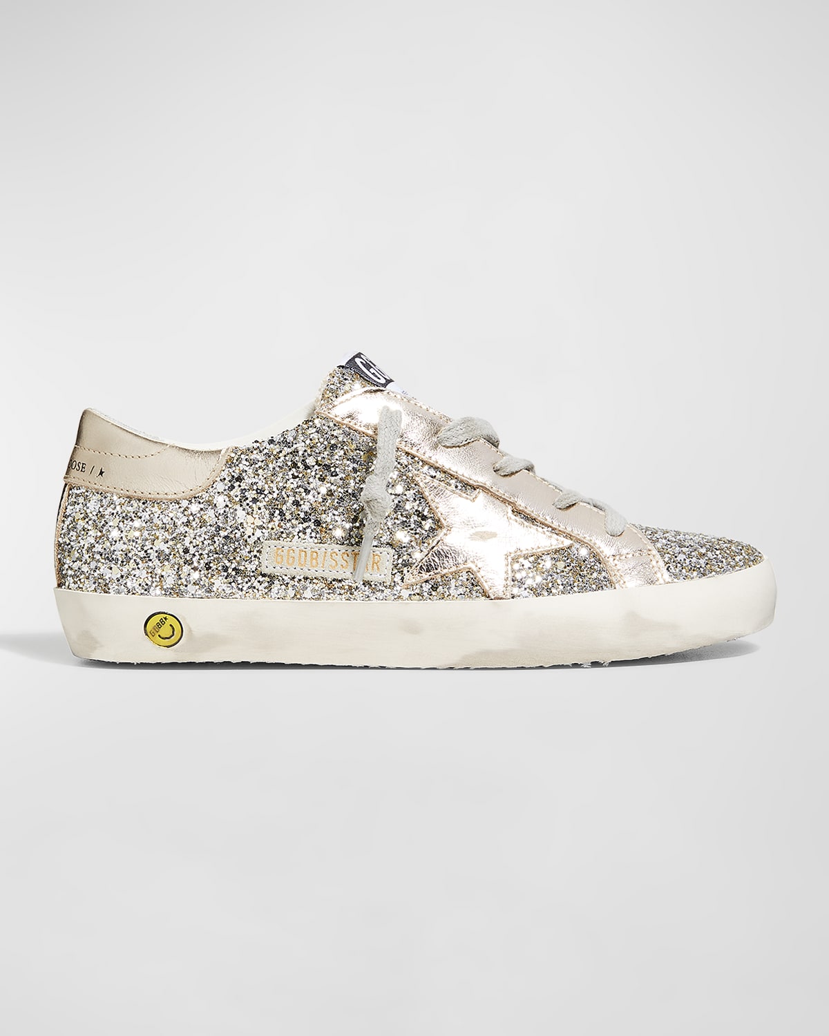 GOLDEN GOOSE GIRL'S SUPER-STAR LACE UP GLITTER SNEAKERS