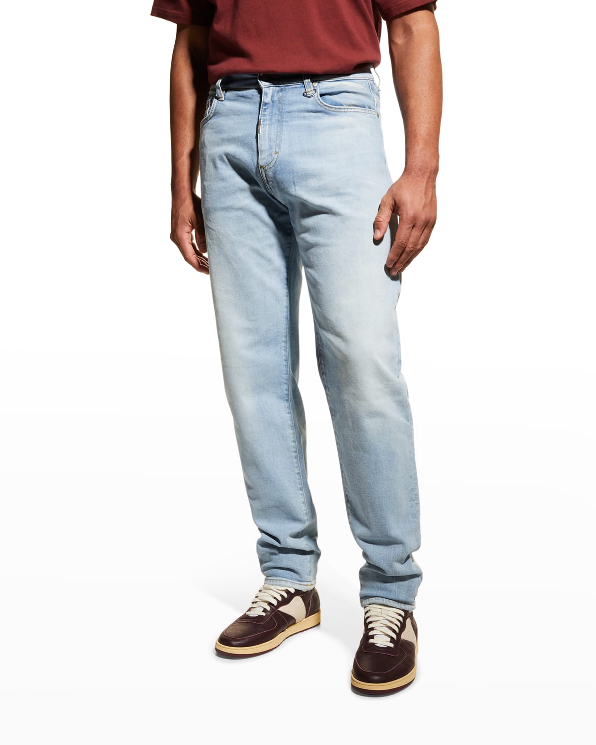 Shop Represent Men's Baggy Tapered Jeans In White Blue