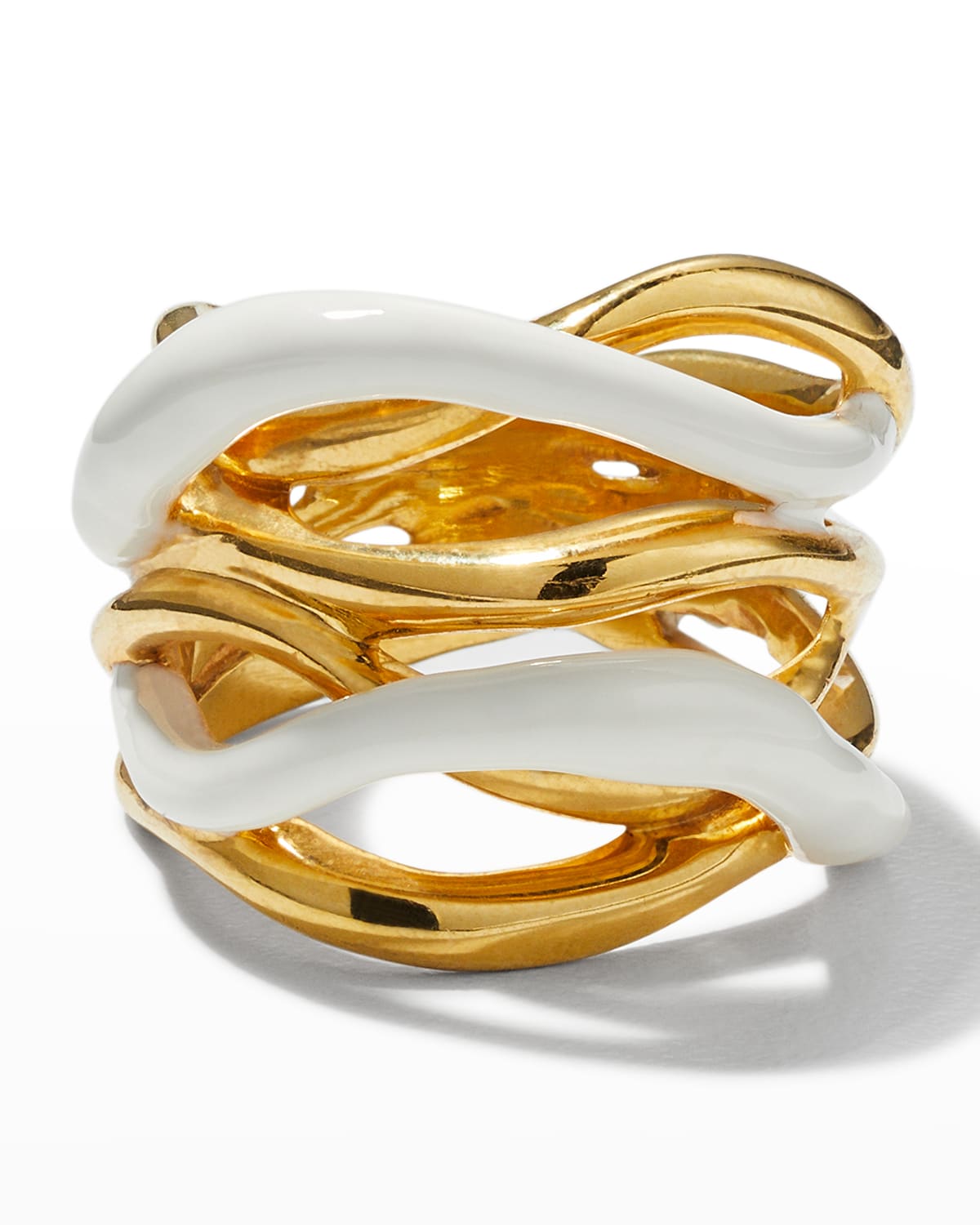 Joanna Laura Constantine Gold Plated Statment Waves Ring with Enamel