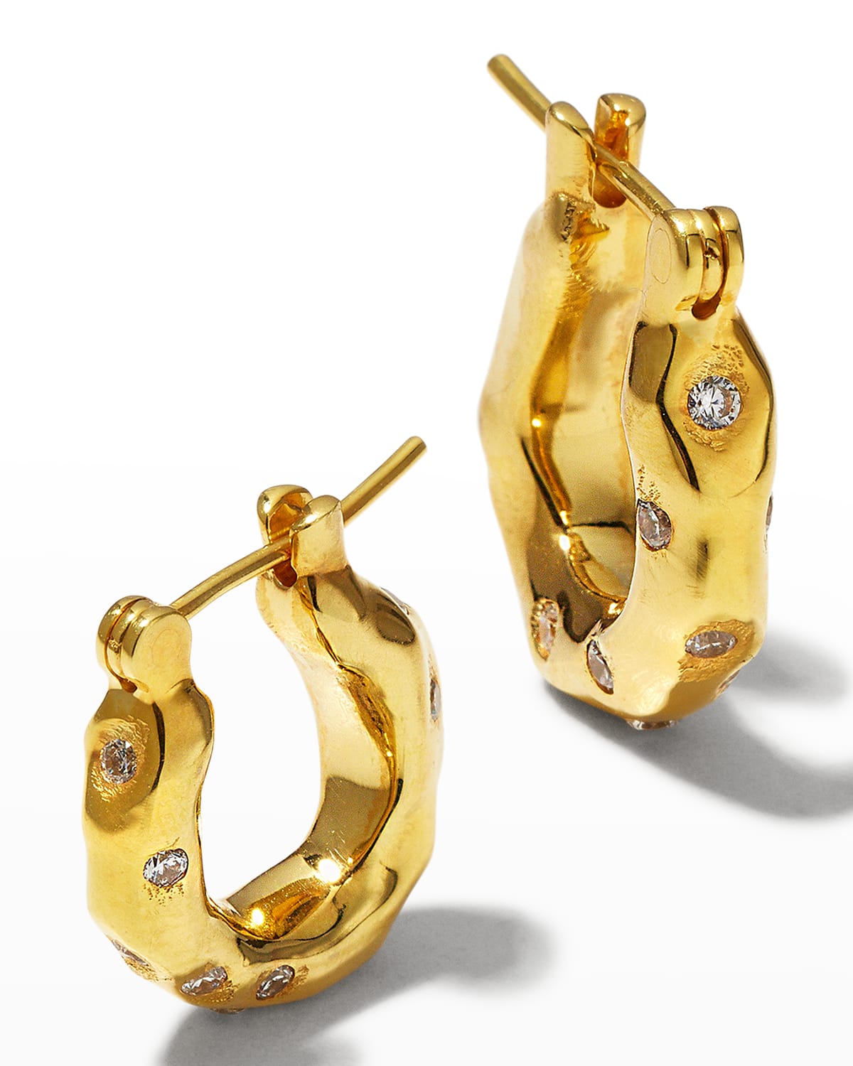 Joanna Laura Constantine Gold Plated Mini Wave Hoop Earrings with Stones