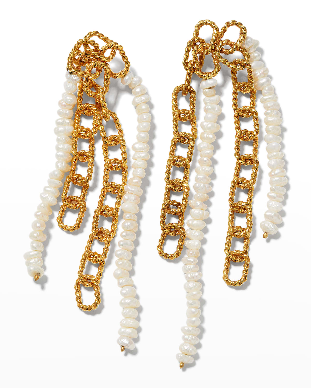 Joanna Laura Constantine Asymmetrical Wire and Mini Pearl Earrings