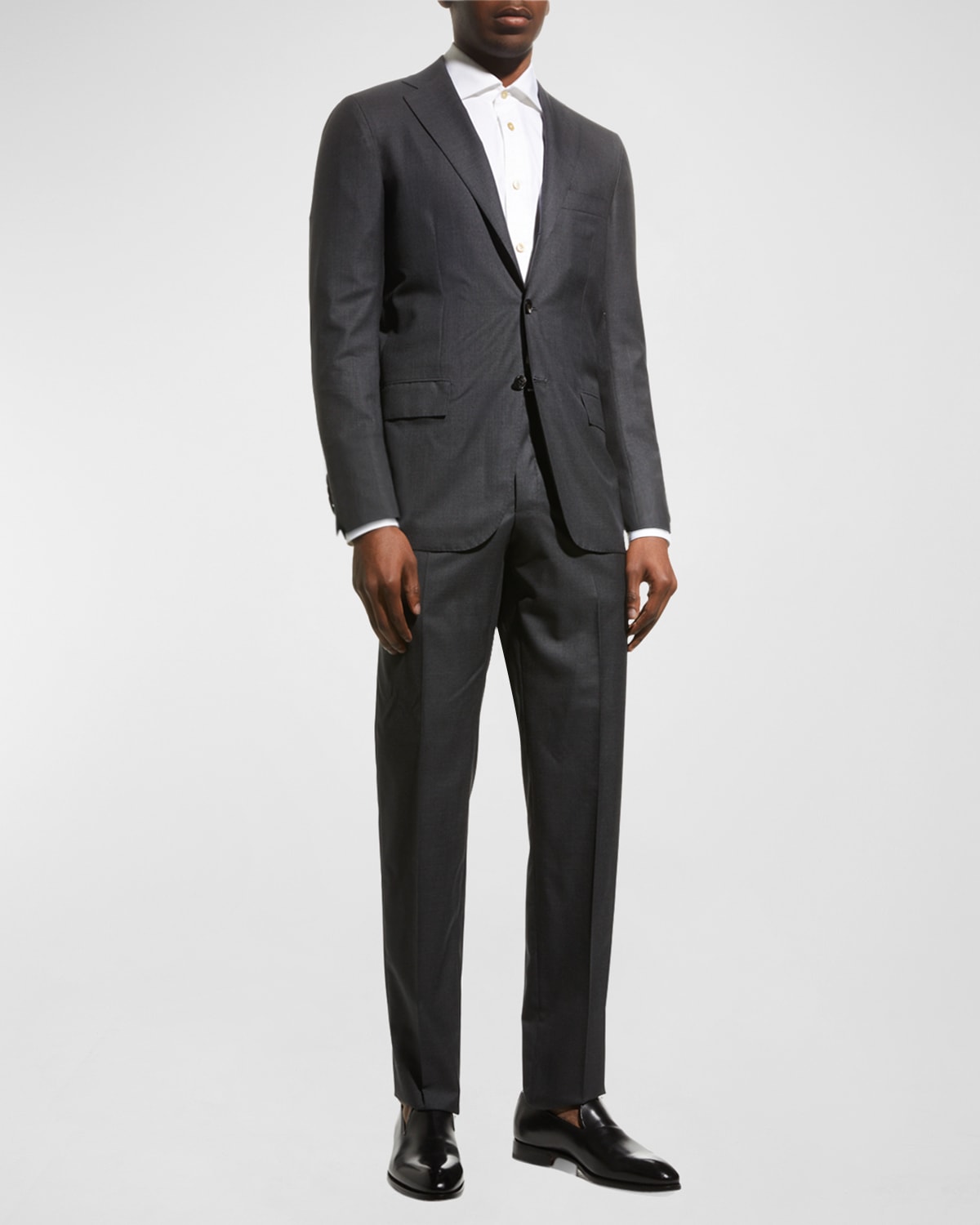 Kiton Men's Two-piece Solid Wool Suit In Grey