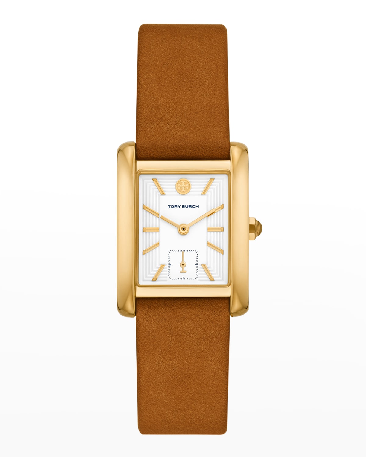TORY BURCH THE ELEANOR WATCH WITH LUGGAGE LEATHER STRAP