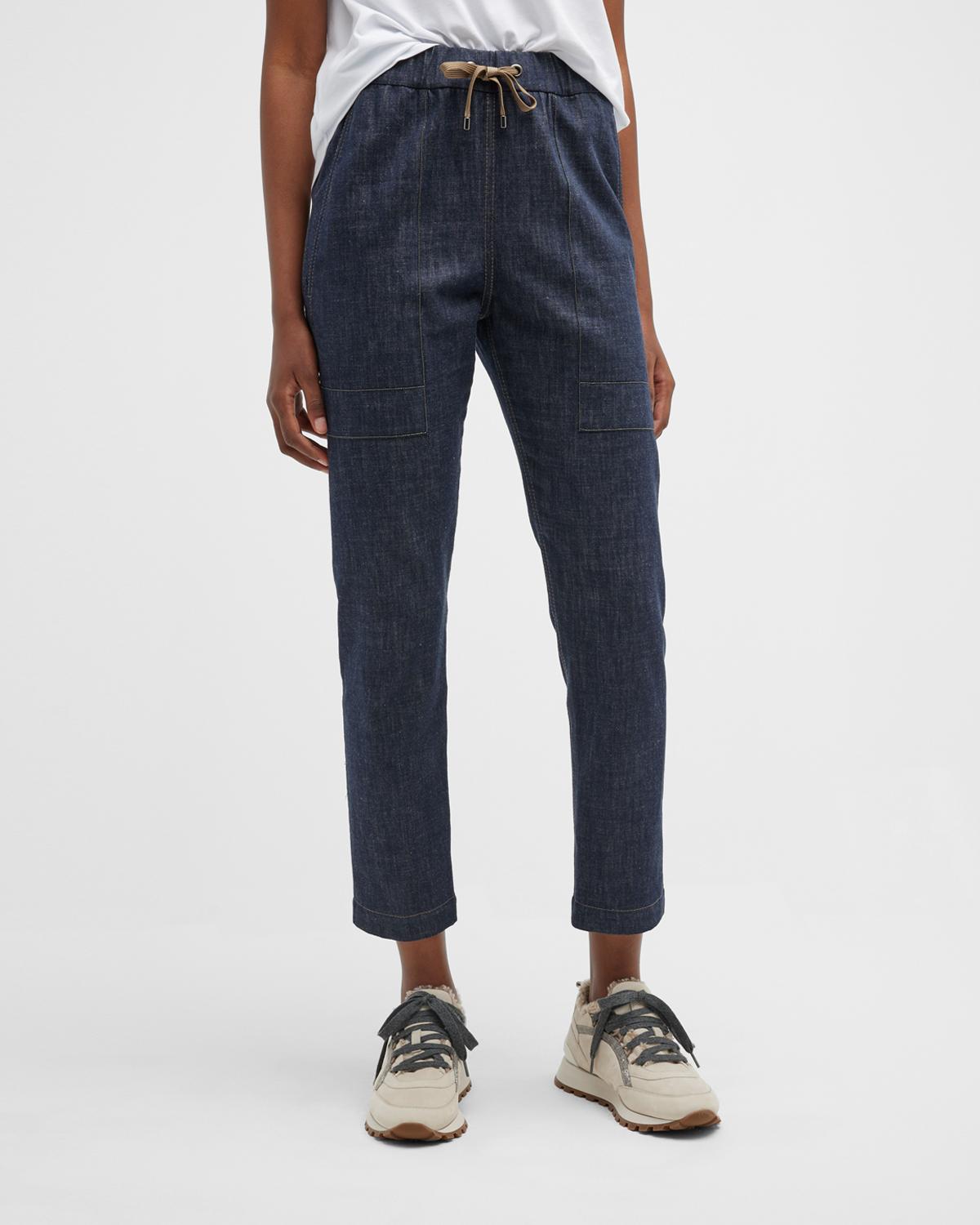 Brunello Cucinelli Drawstring Denim Jogger Pants In C900 Denim