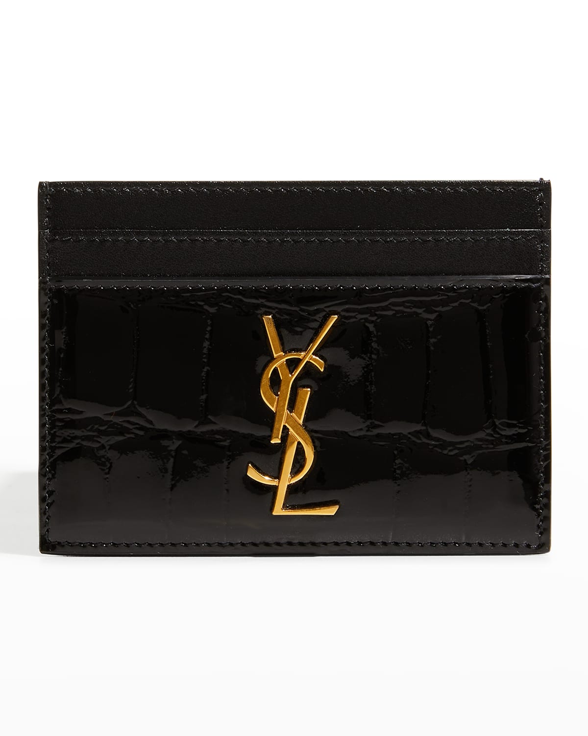 YSL Croc-Embossed Leather Card Case