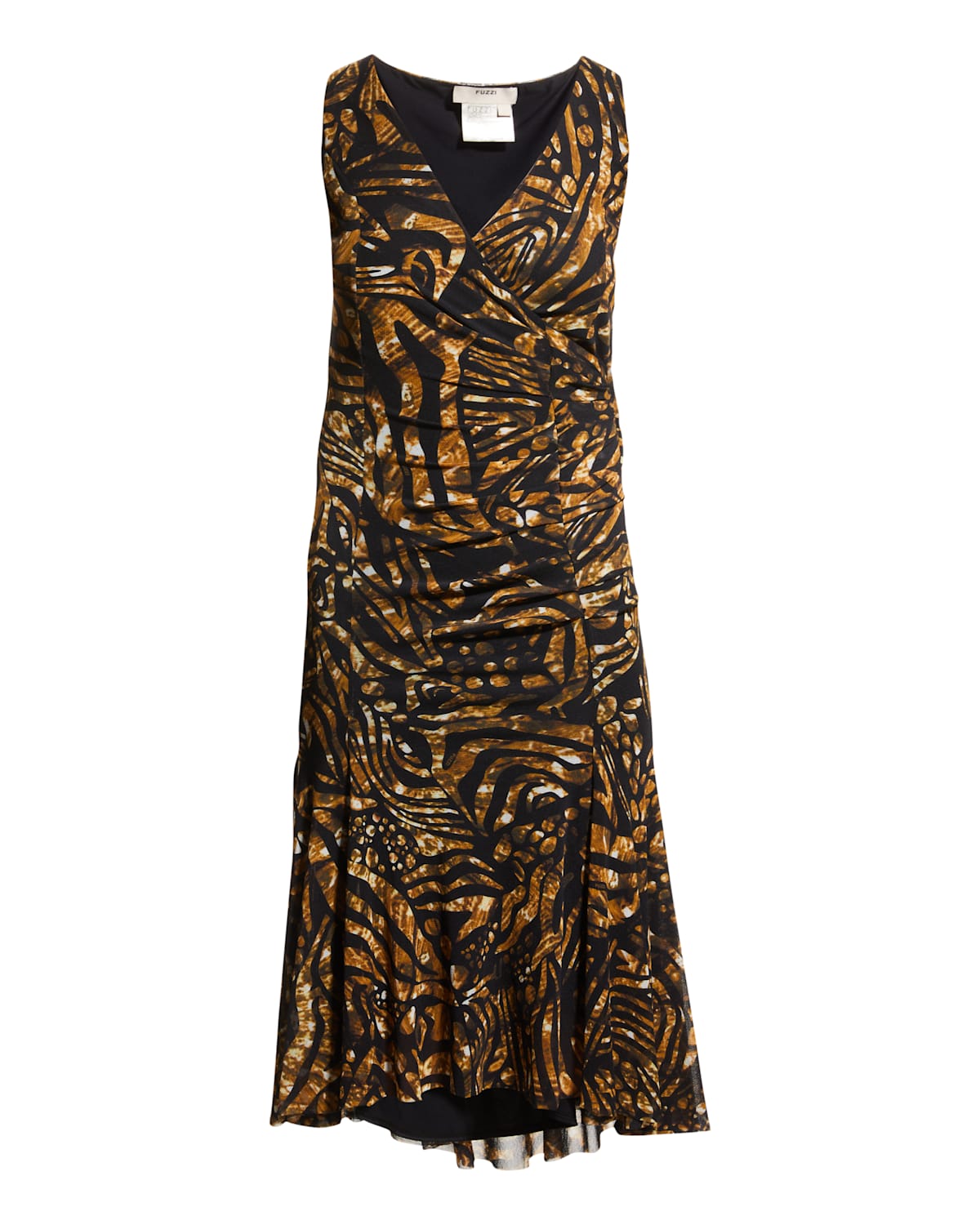 Fuzzi Sleeveless Animal print Tulle Dress In Cammello ModeSens