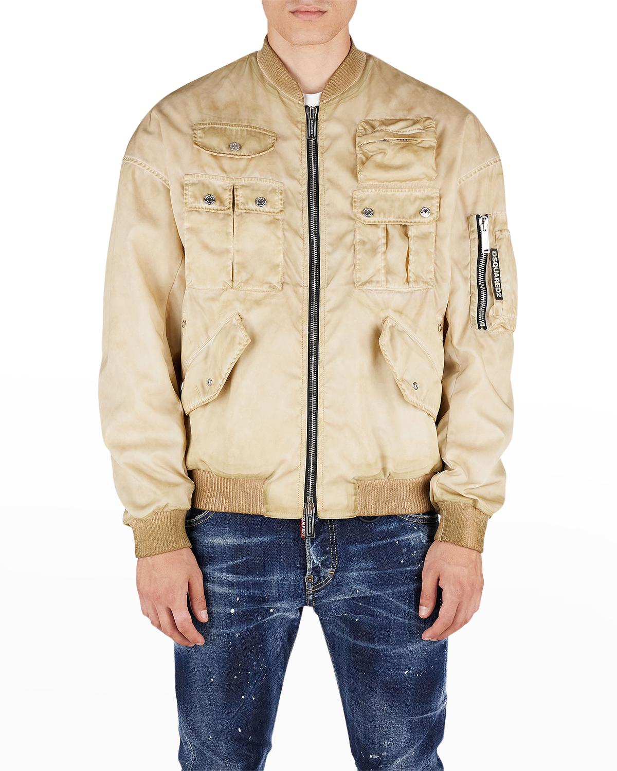 美品〖size48〗DSQUARED2　Cyprus Bomber Dsquared2 Cyprus Washed Nylon Bomber Jacket In Beige | ModeSens