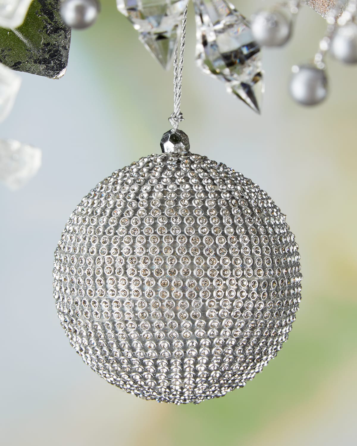 Holiday Pave Crystal Ball Ornament, 3"