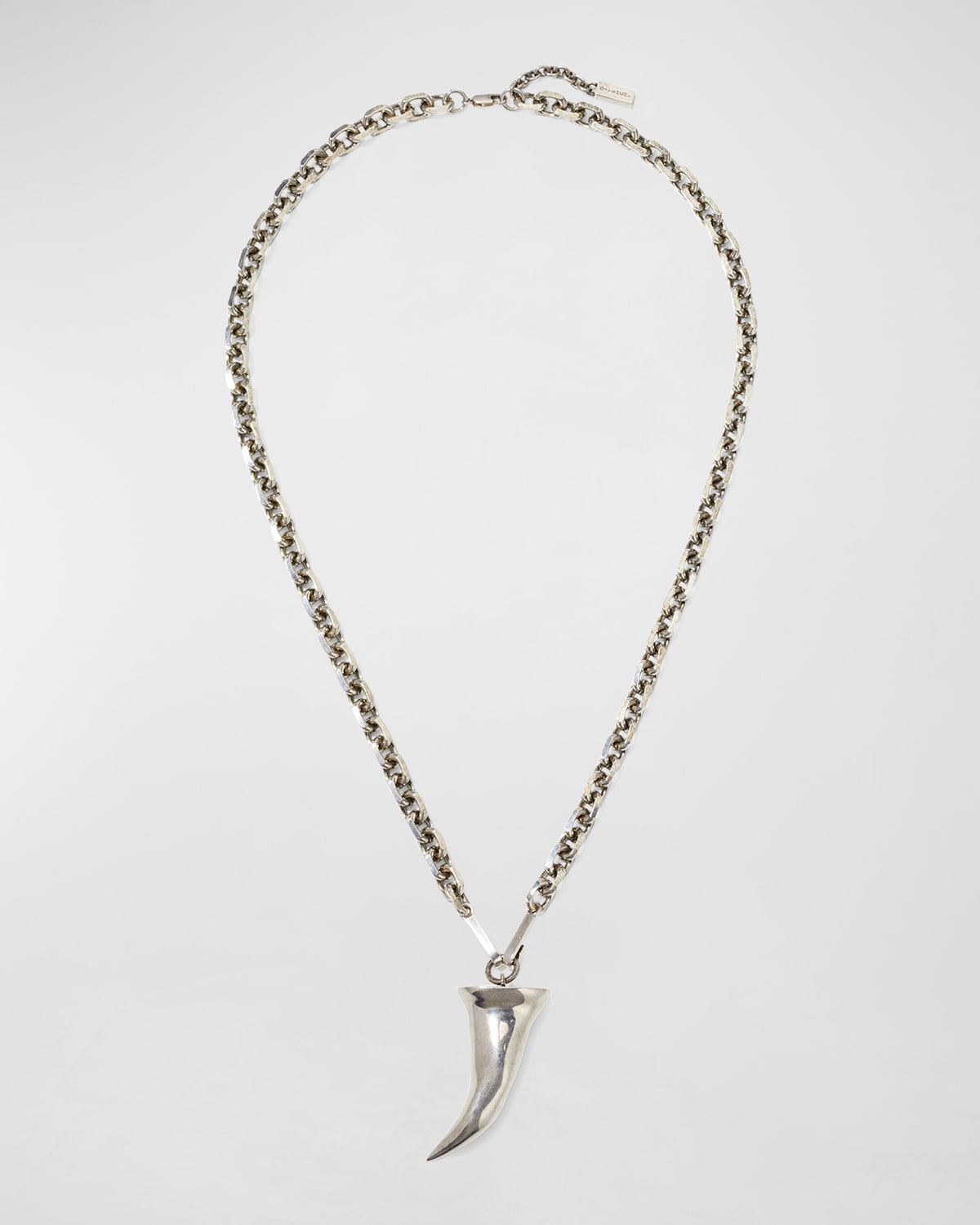 Shop Givenchy Men's Horn Pendant Chain Necklace In Silvery