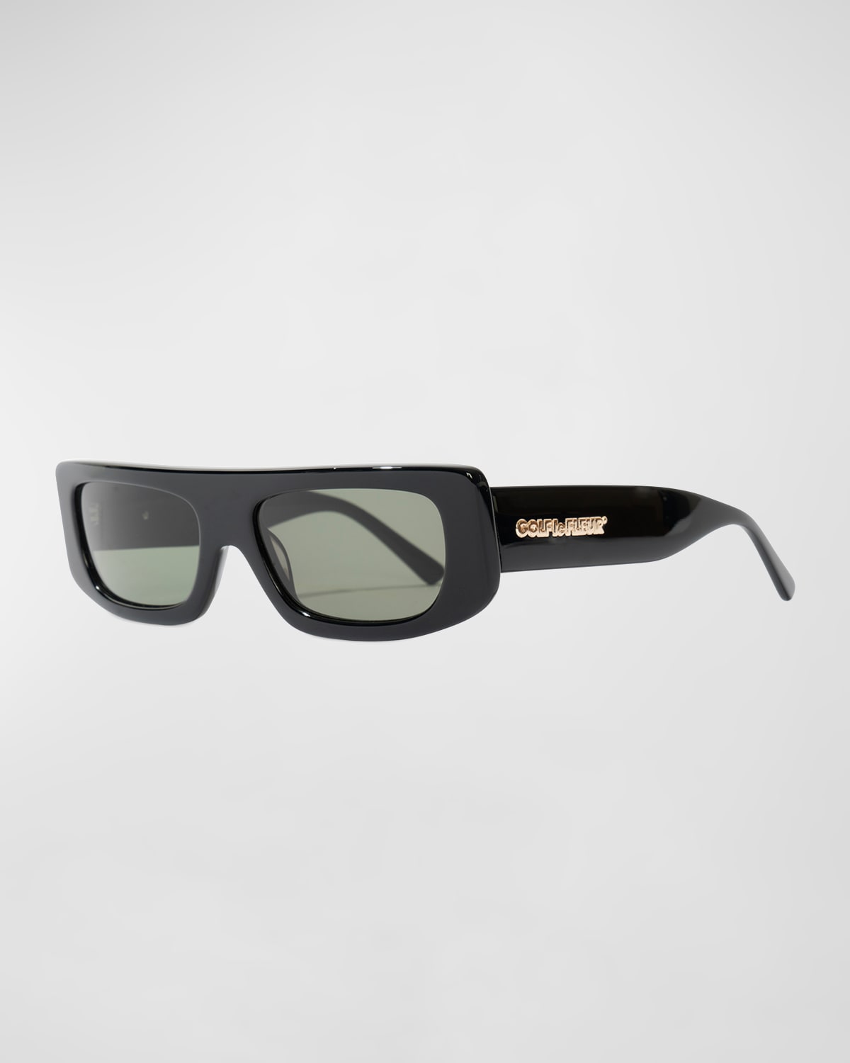 Golf Le Fleur Bel-air Rectangular Semi-shield Acetate Sunglasses In Black