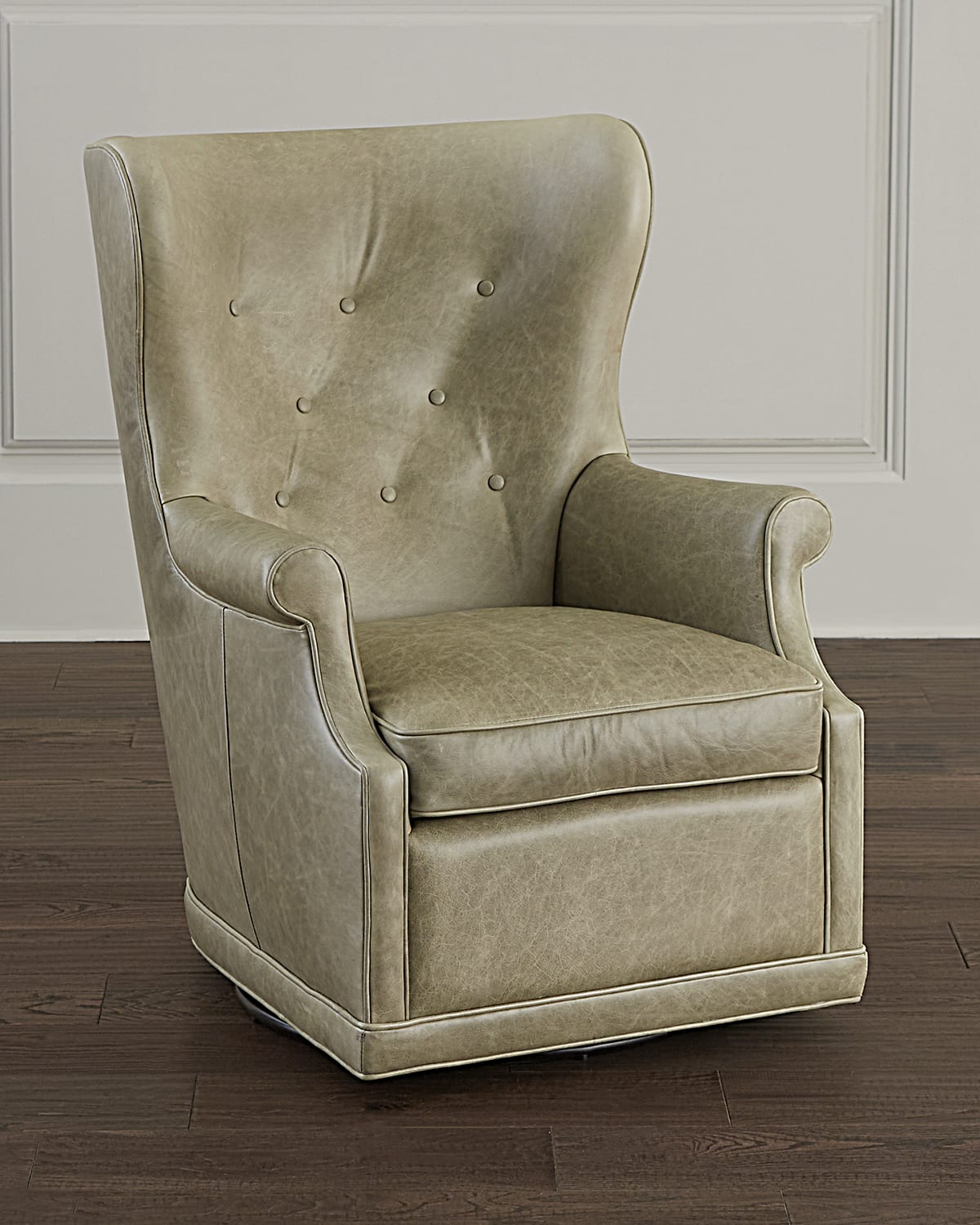 Hooker Furniture Mai Leather Swivel Wing Chair