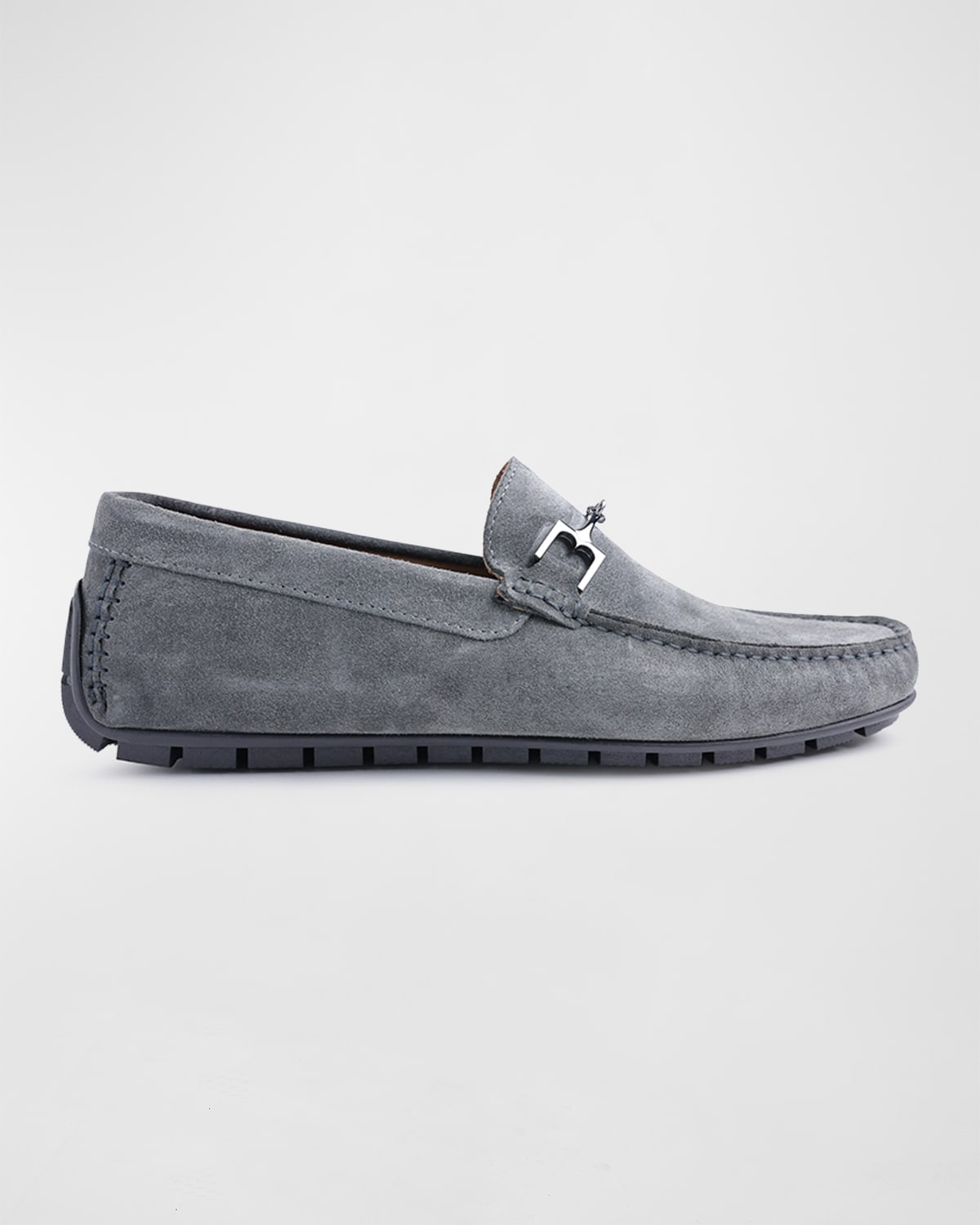 Bruno Magli Men's Xander Horse-bit Strap Leather Drivers In Dark Grey Suede