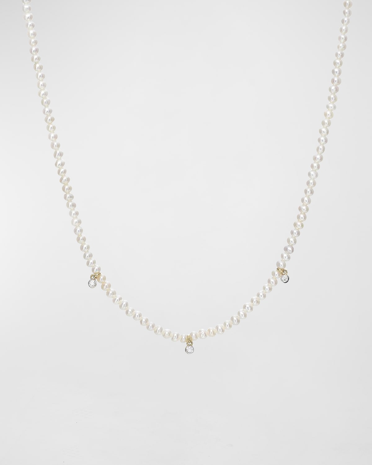 Shop Zoe Lev Jewelry Pearl Strand With Diamond Bezel Necklace
