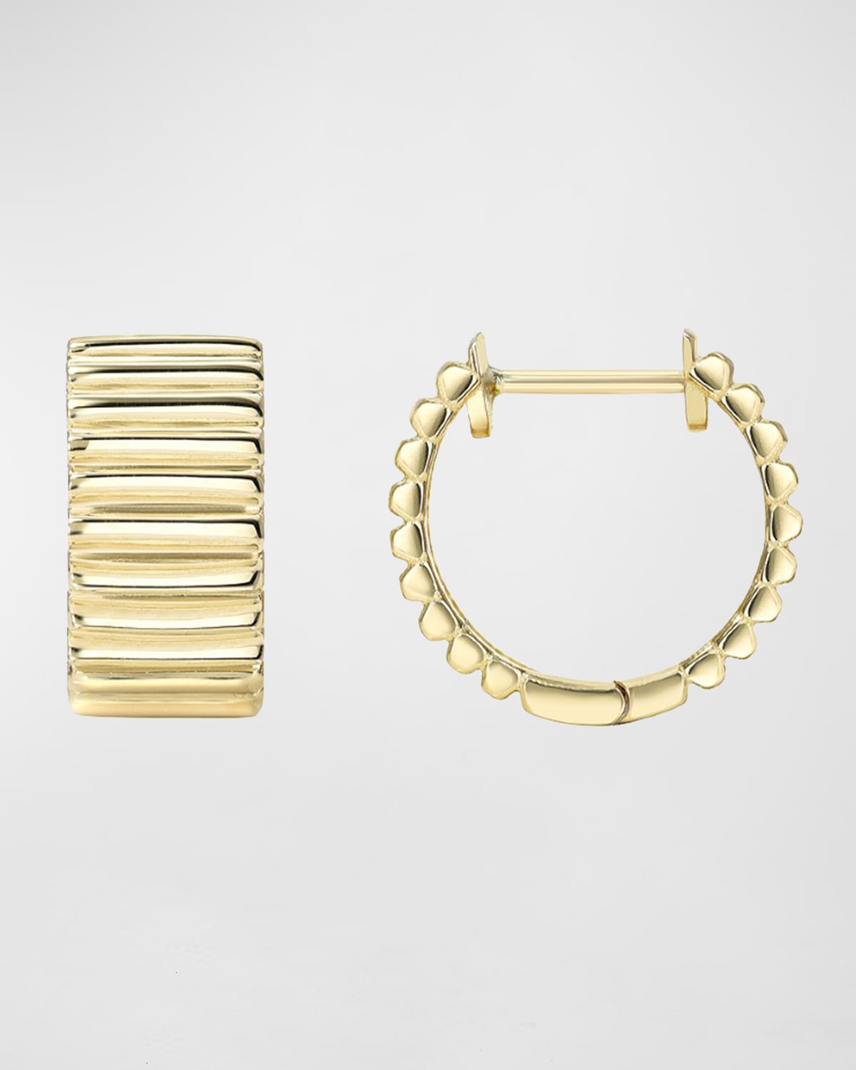 Shop Zoe Lev Jewelry Yellow Gold Thick Notched Huggie Earrings