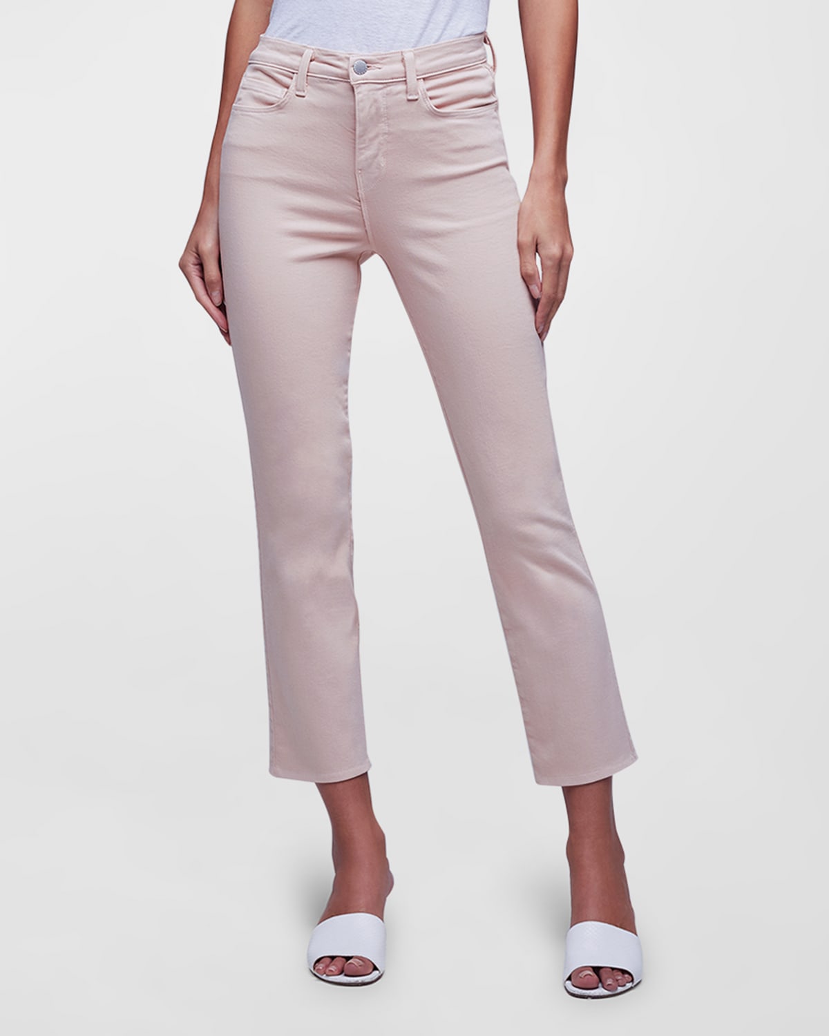 L Agence Alexia High Waist Crop Straight Leg Cigarette Jeans In Petal
