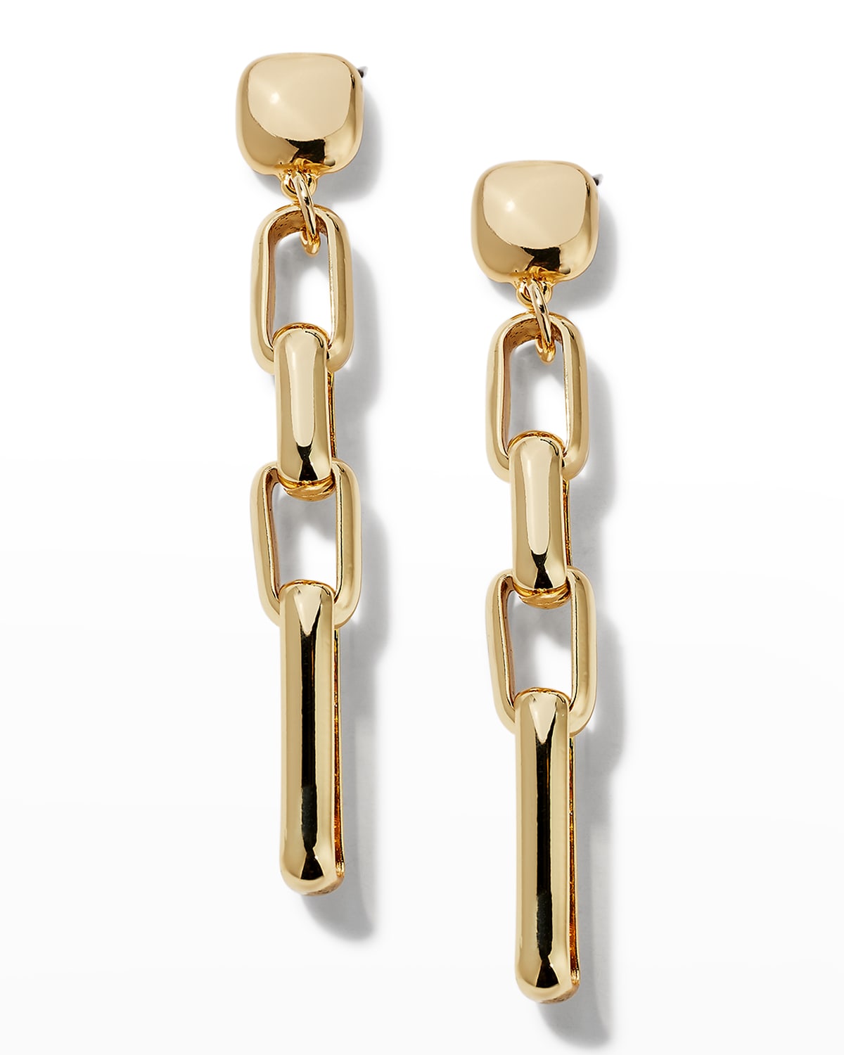 Shop Kenneth Jay Lane Gold Rectangular Links Earrings