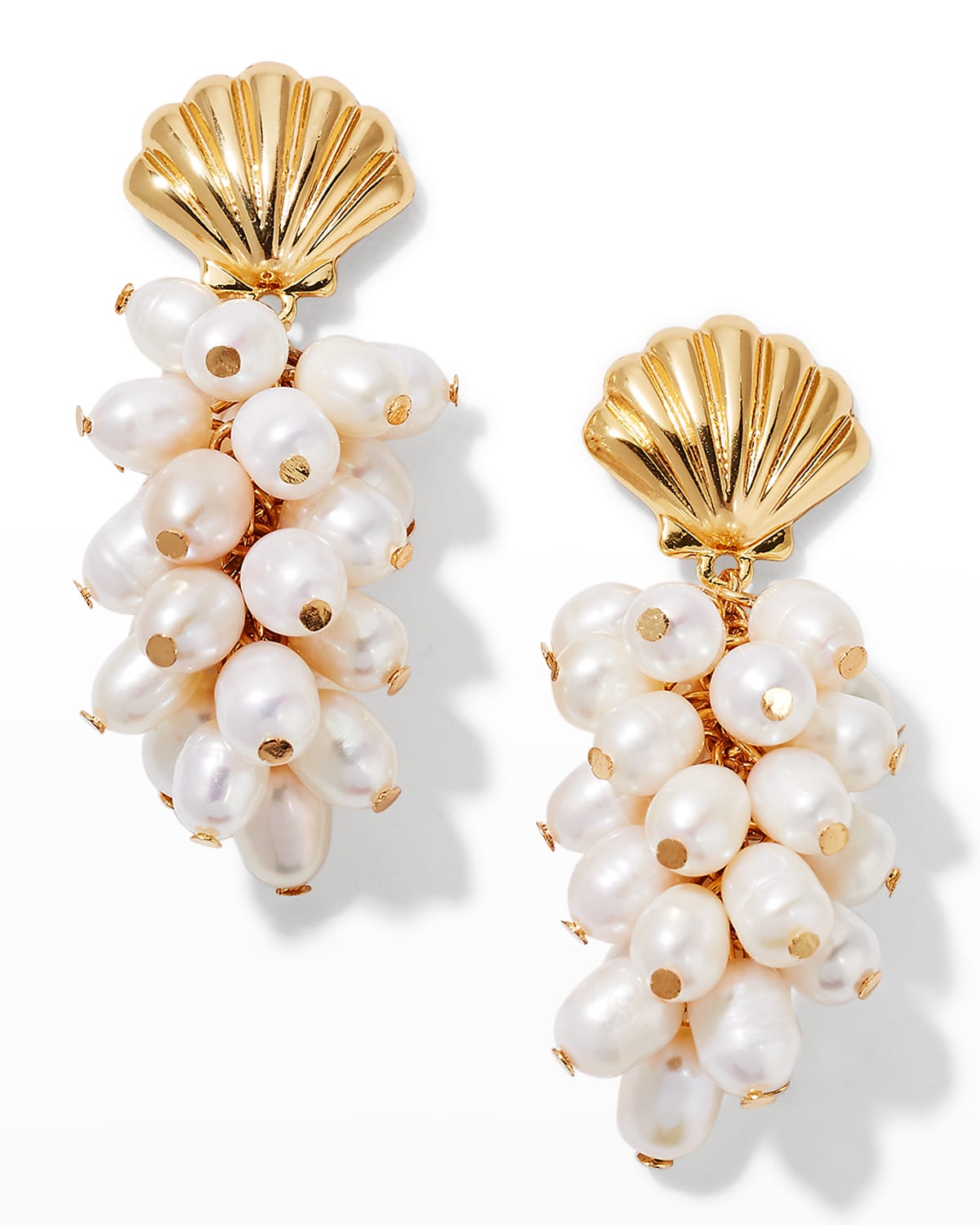 Shop Kenneth Jay Lane Pearly Cluster Shell Earrings In Gold