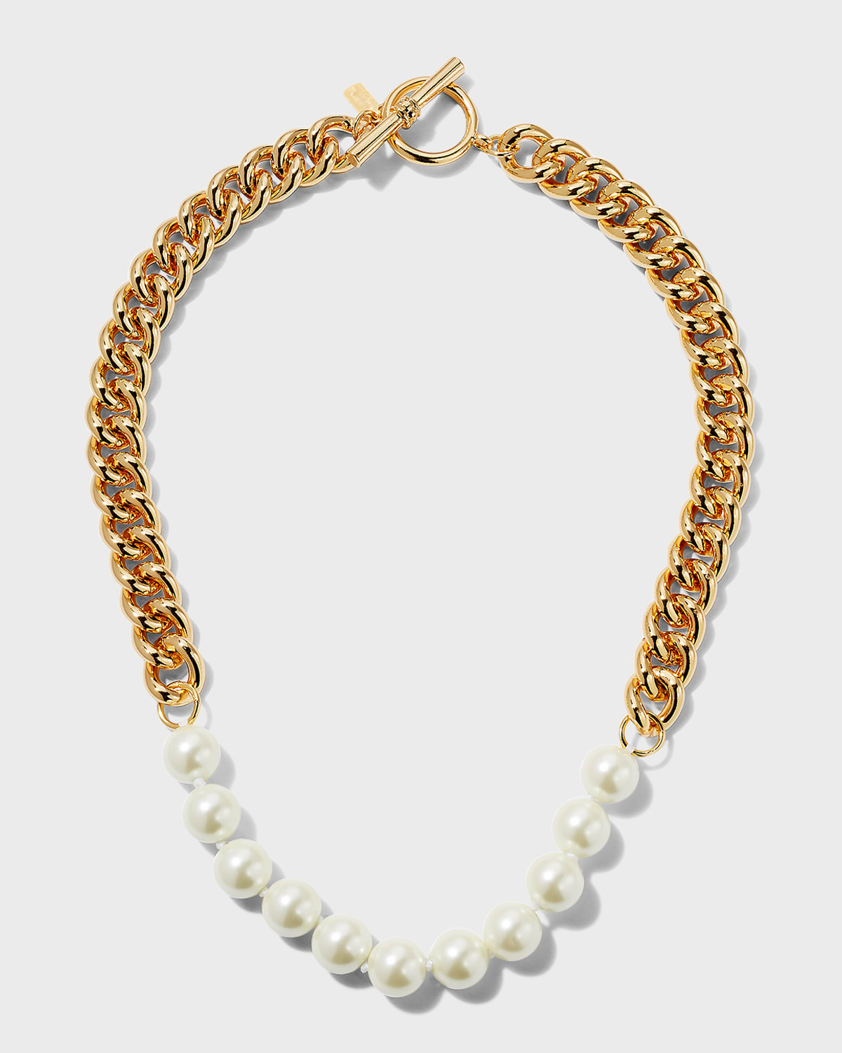 Kenneth Jay Lane White Pearly Chain Necklace In White/gold