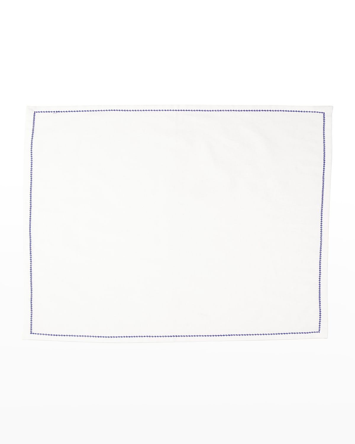 Cotone Linens Ivory Placemats with Cobalt Stitching, Set of 4