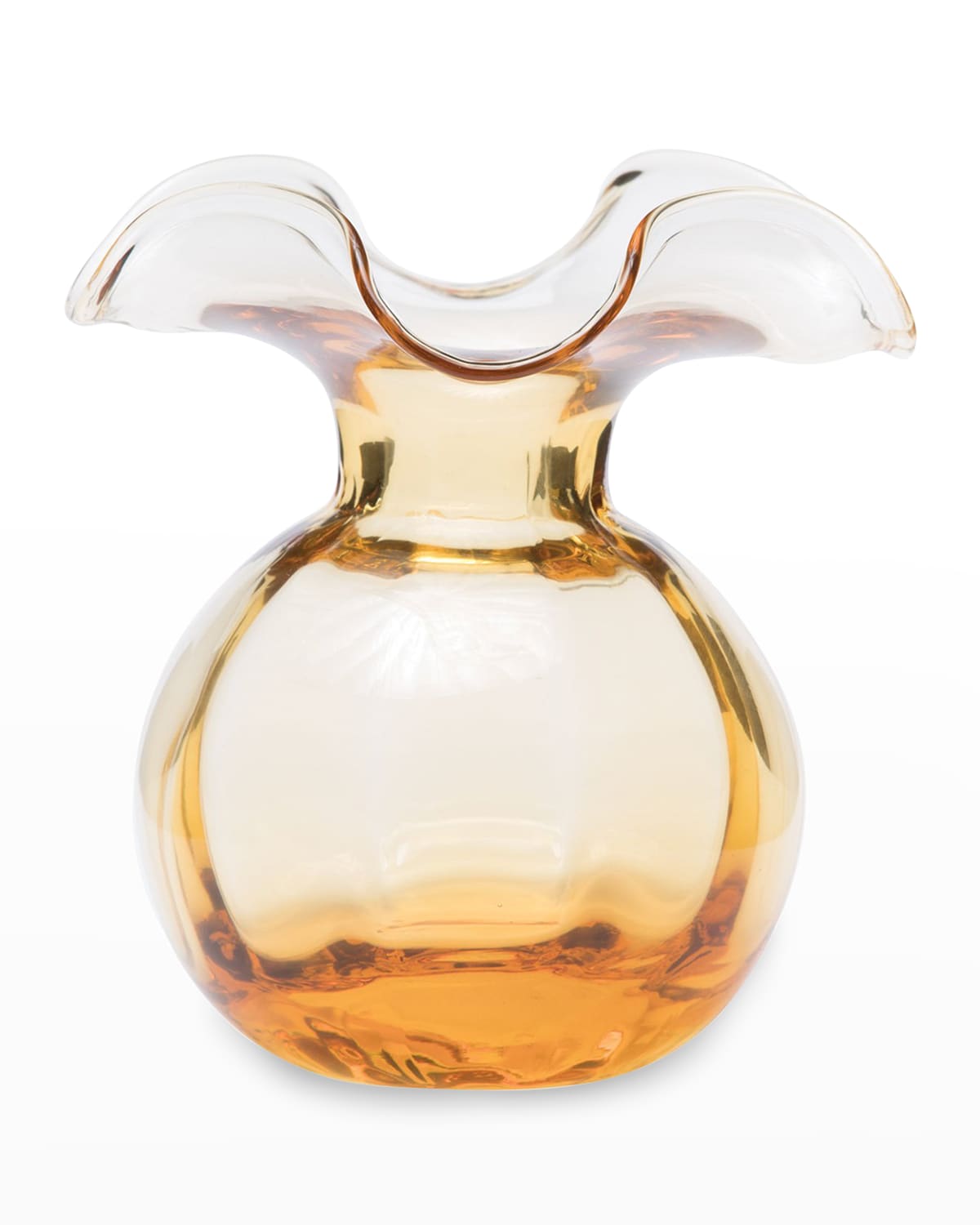 Shop Vietri Hibiscus Glass Amber Medium Fluted Vase In Orange