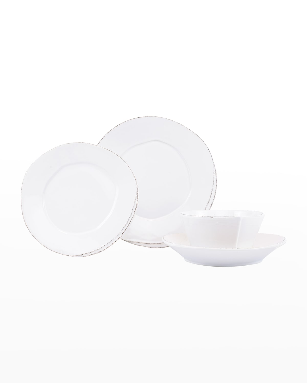 Vietri Lastra 4-piece Dinnerware Set In White