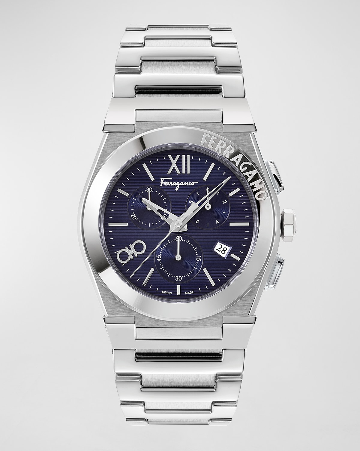 Ferragamo Men's Vega Chrono Stainless Steel Bracelet Watch, 42mm In Stainless Steel