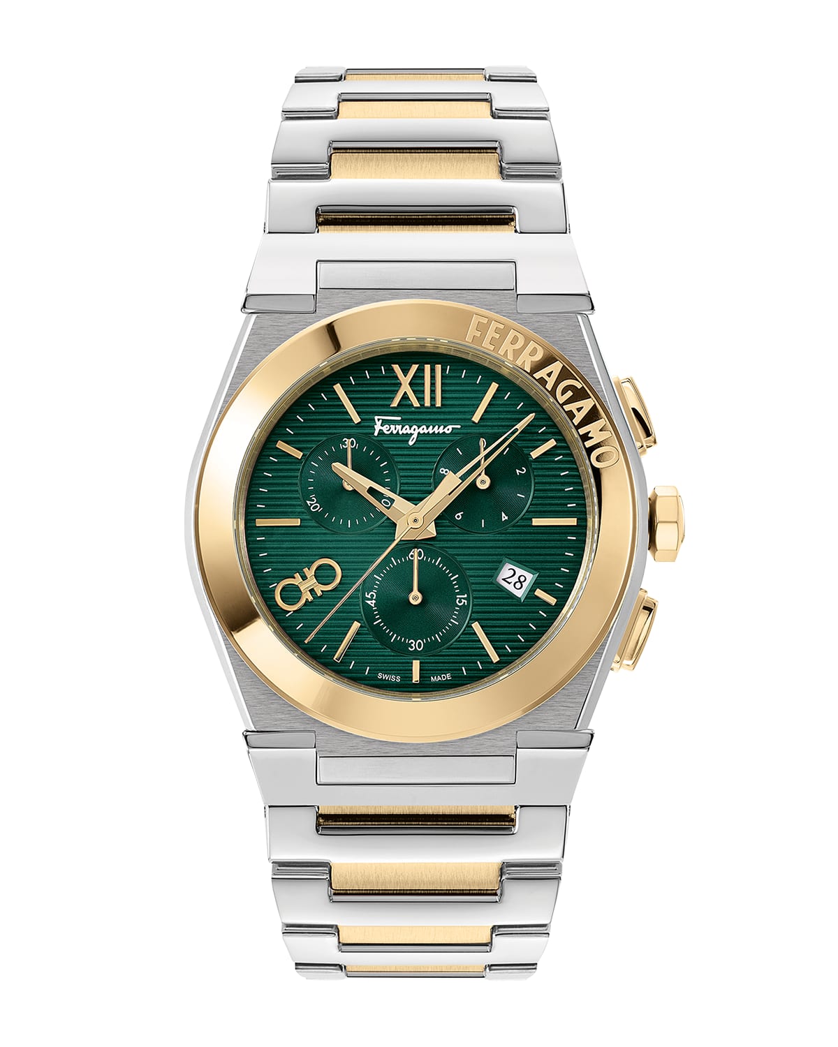 Ferragamo Men's Vega Chrono Two-tone Stainless Steel Watch, 42mm In Ip Yellow Gold/st