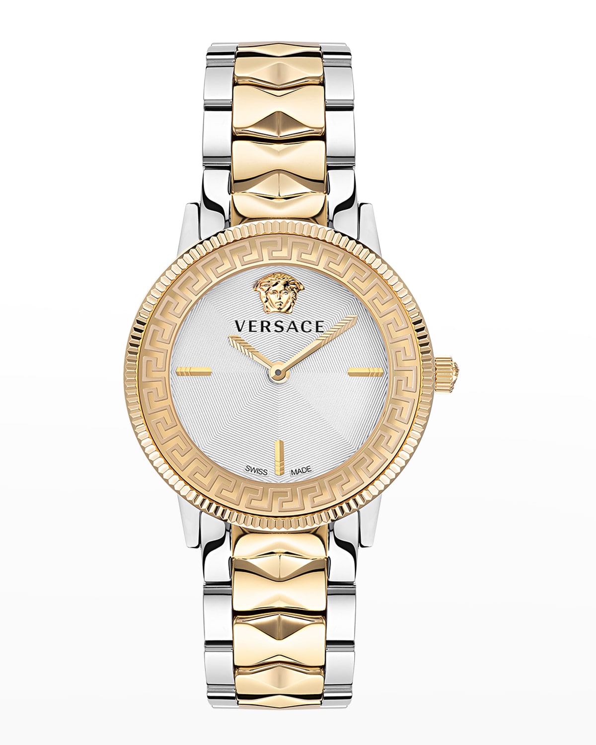 VERSACE V-TRIBUTE WATCH WITH BRACELET STRAP, YELLOW GOLD IP/SILVER