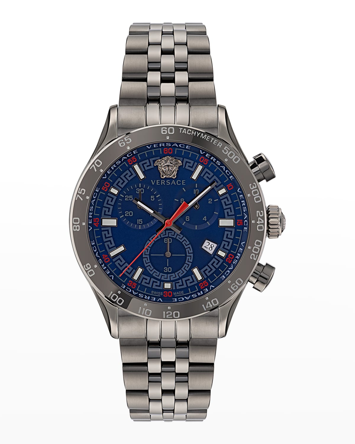 Versace Men's Hellenyium Chrono Ip Gunmetal Bracelet Watch, 44mm In Gun