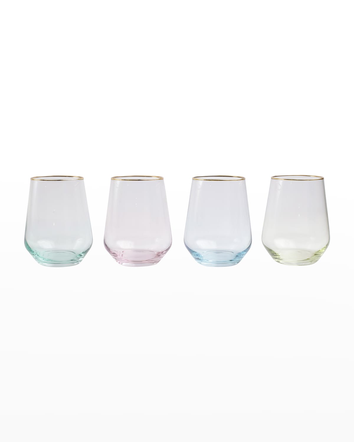 Rainbow Assorted Stemless Wine Glasses, Set of 4