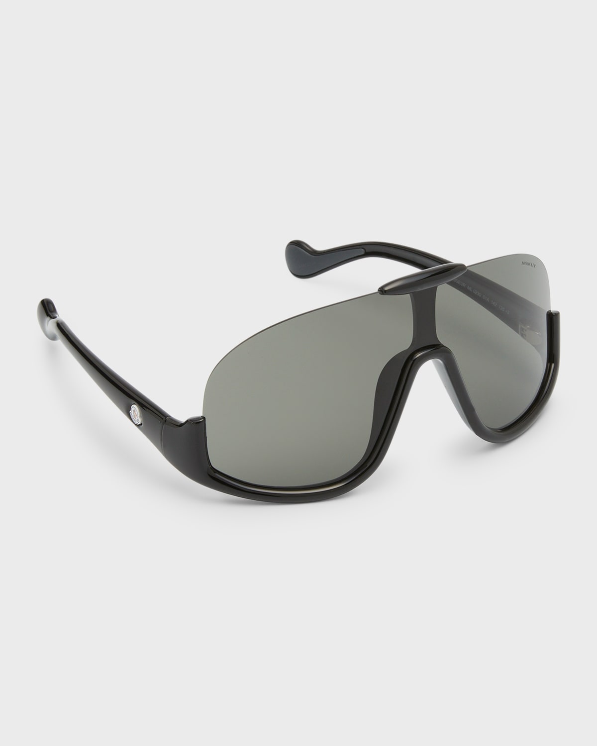 Moncler Semi-rimmed Injection Plastic Shield Sunglasses In Sblk/smk