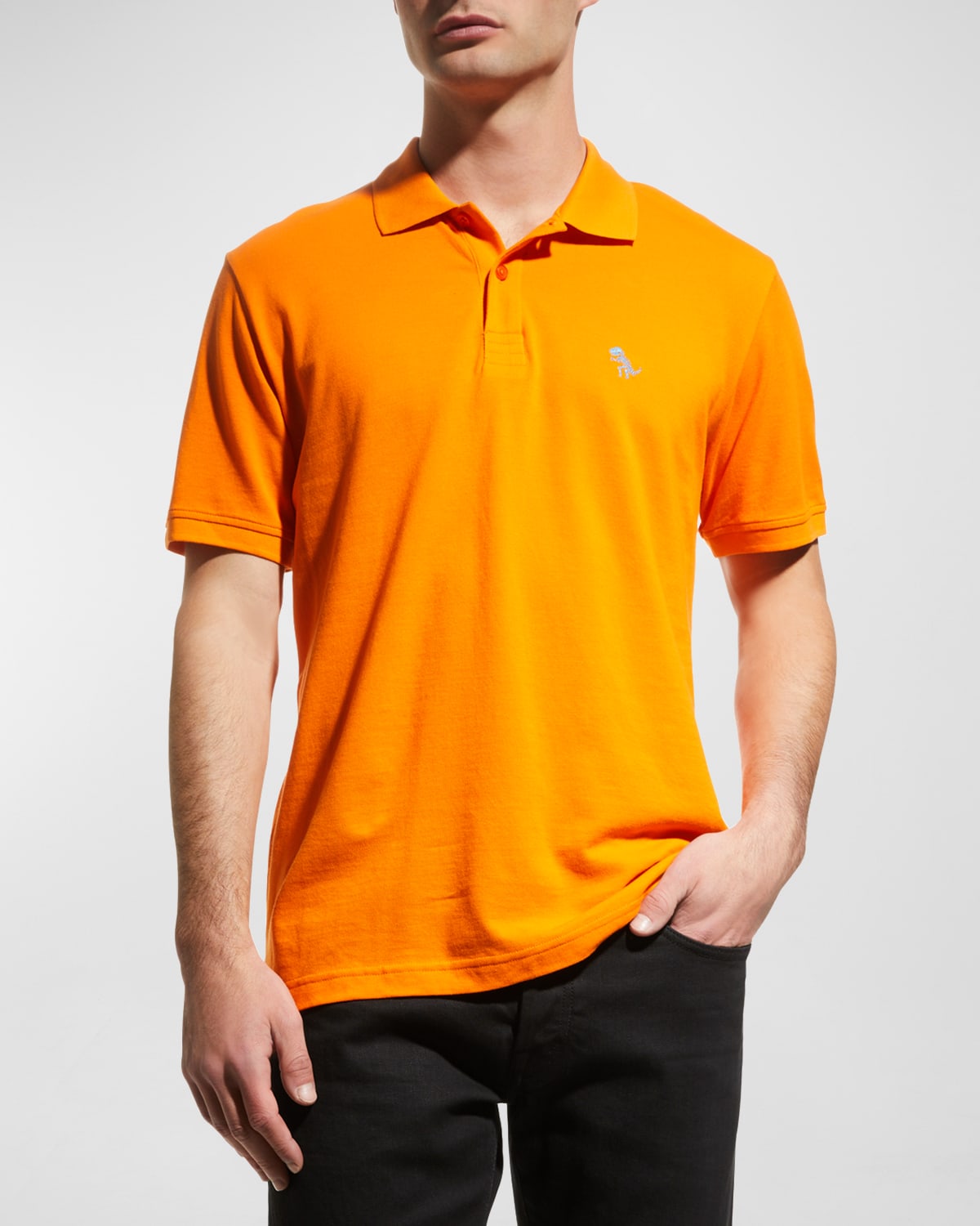 Jared Lang Men's Dino Knit Pima Cotton Polo Shirt In Orange