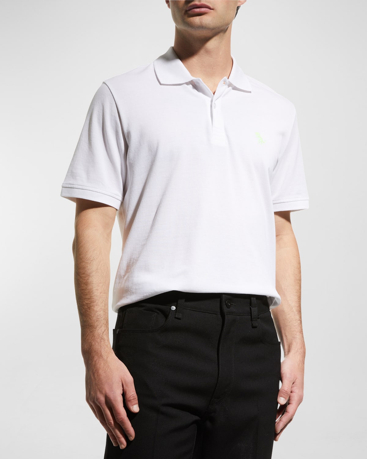 Jared Lang Men's Dino Knit Pima Cotton Polo Shirt In White