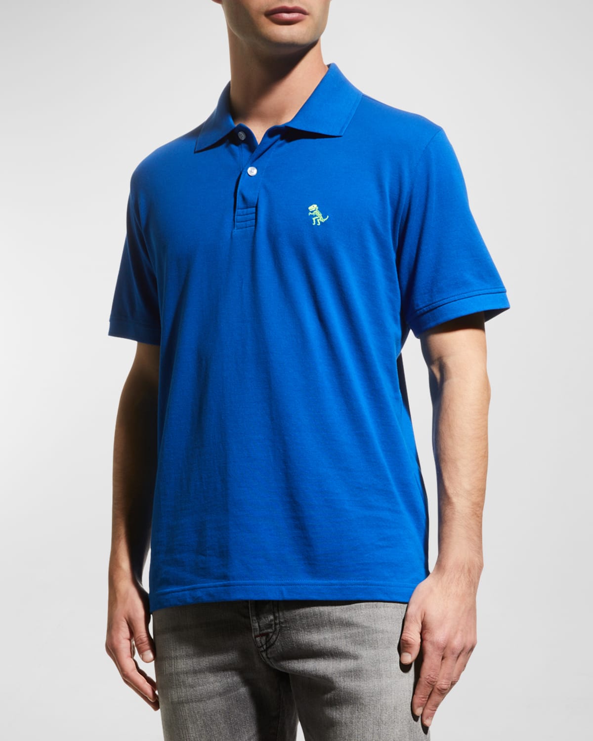Jared Lang Men's Dino Knit Pima Cotton Polo Shirt In Blue